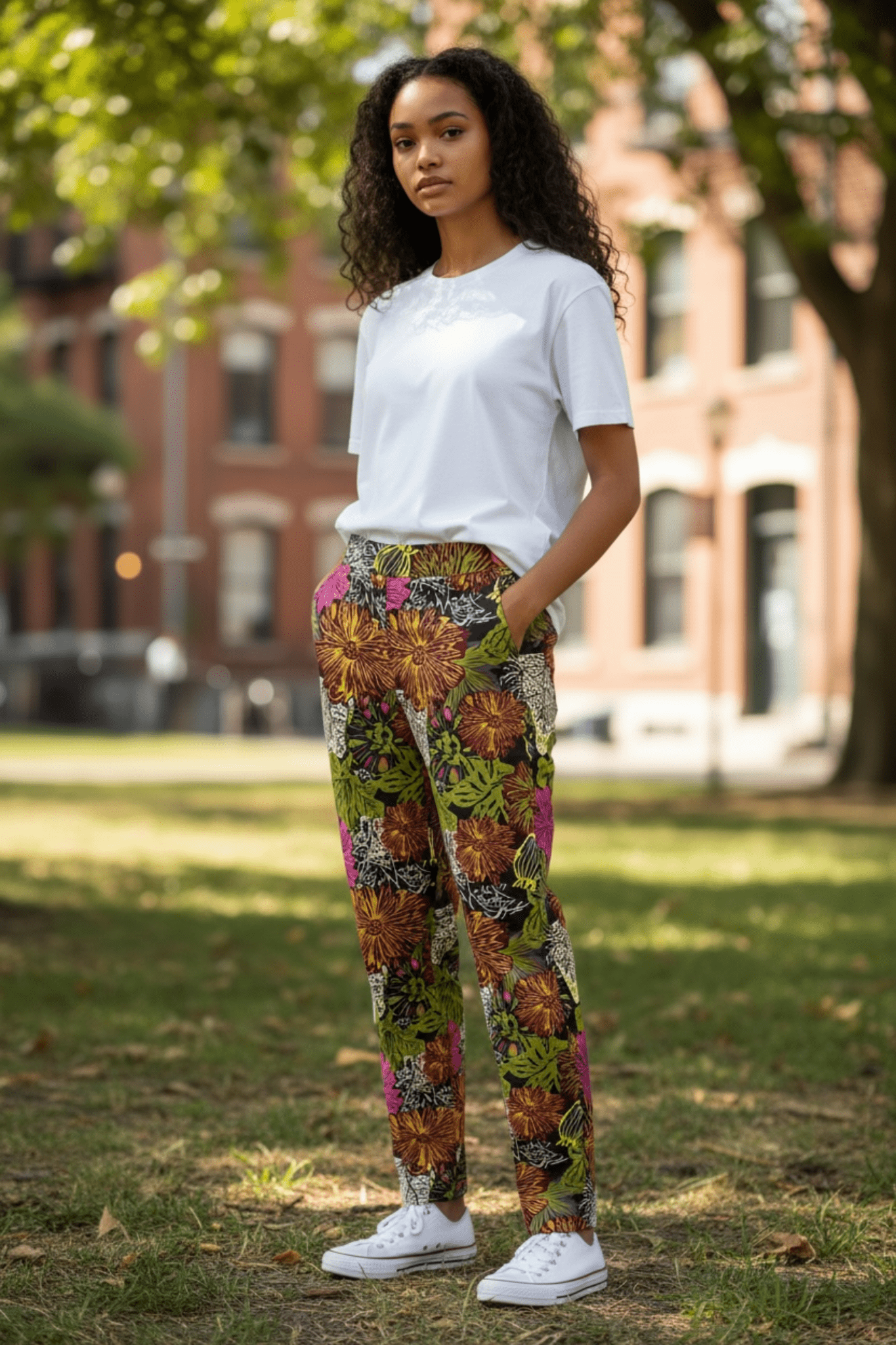 Pantalon Nala – Pantalon droit fleuri en wax 100% coton - makomie