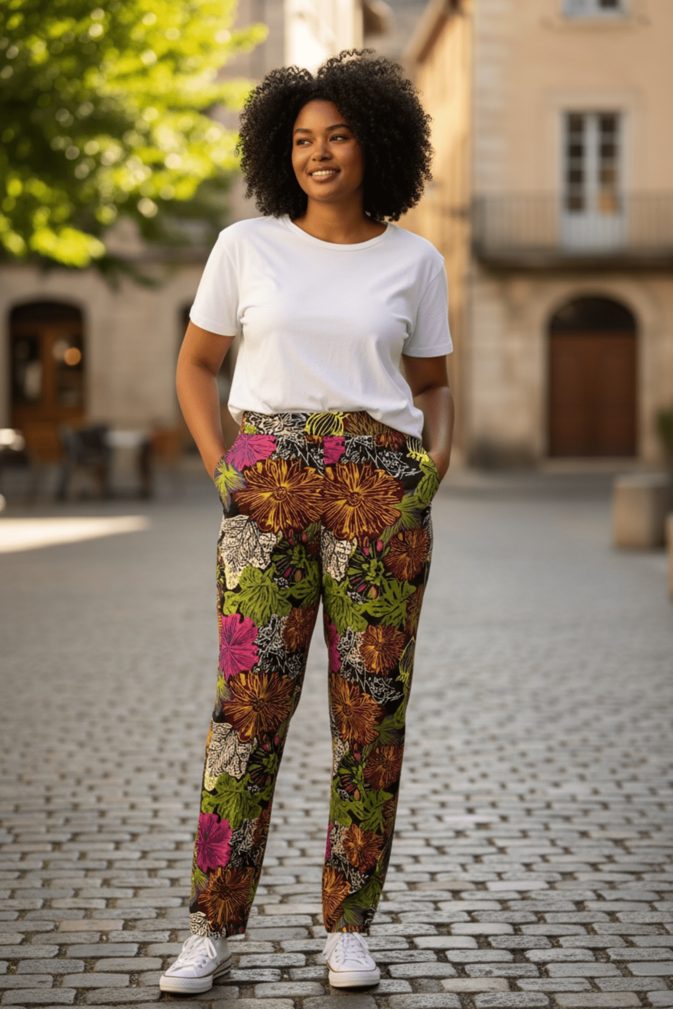 Pantalon Nala – Pantalon droit fleuri en wax 100% coton - makomie
