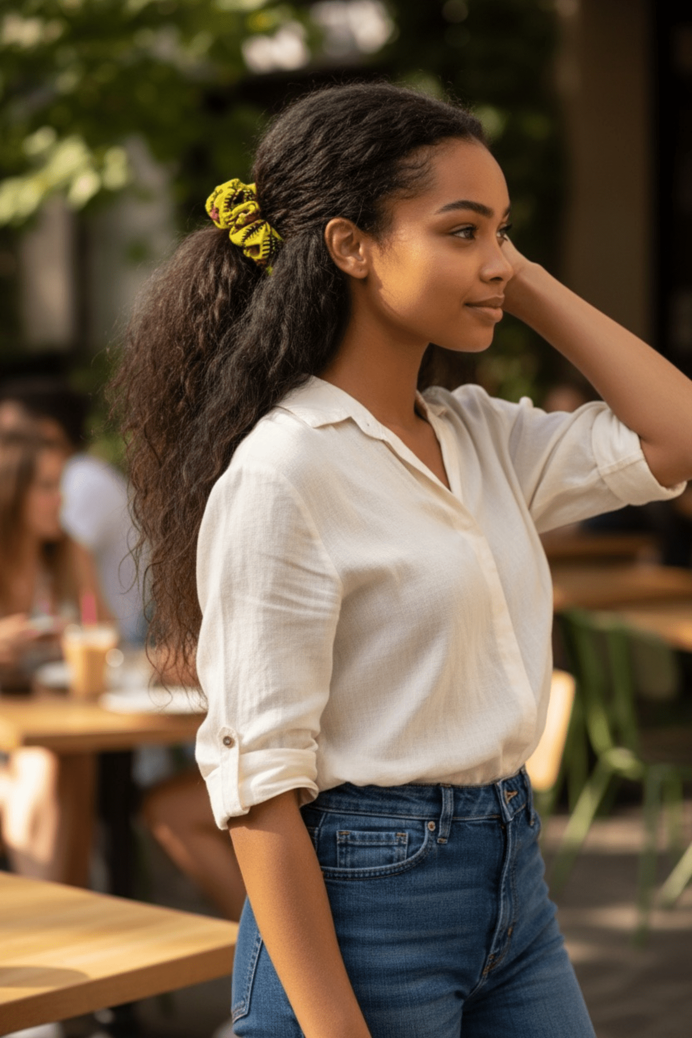 Chouchou TIYA en wax africain, fait main, 100% coton - makomie