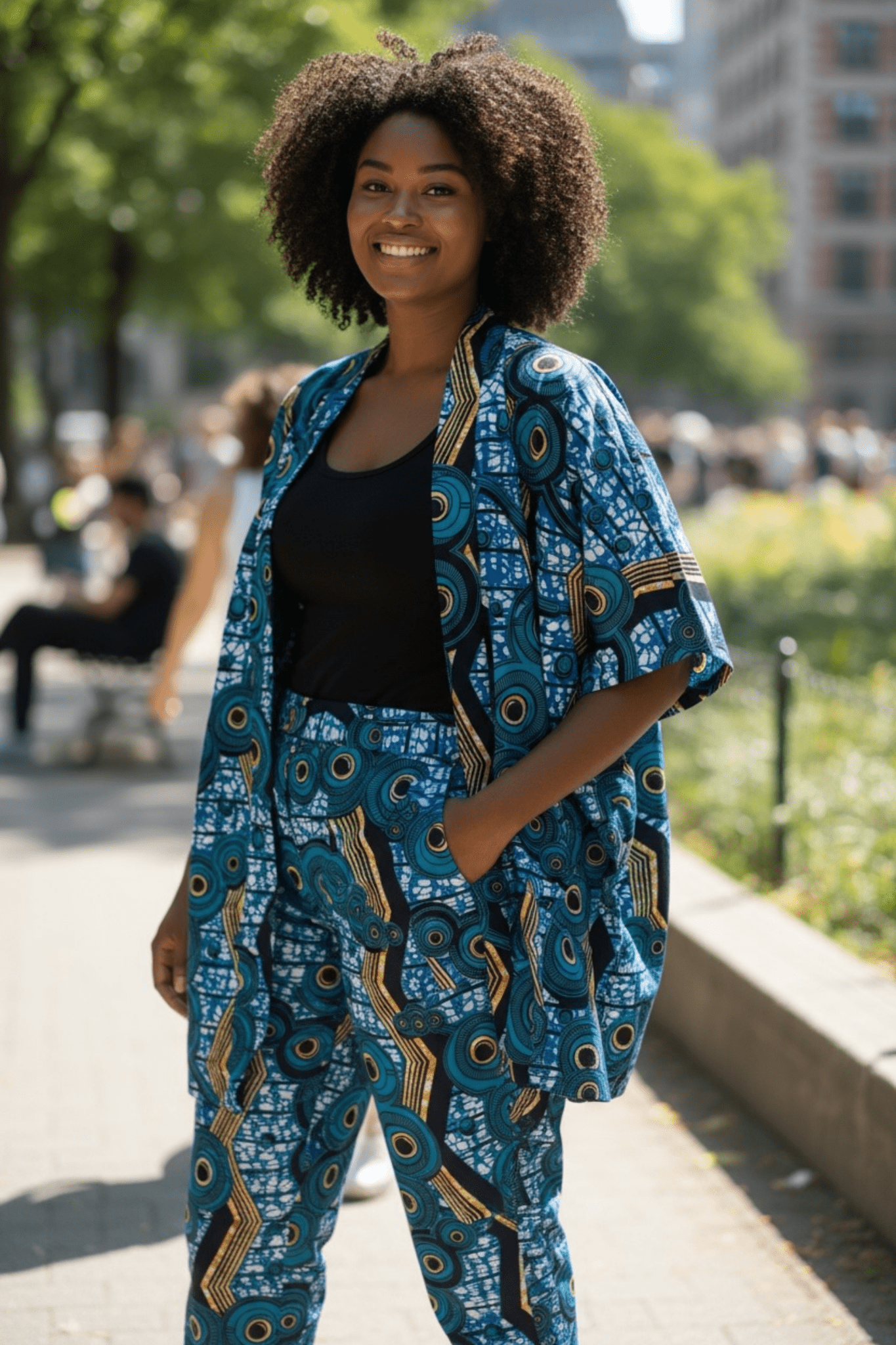 Kimono Ayo – Kimono mi - long mixte en wax 100% coton - makomie