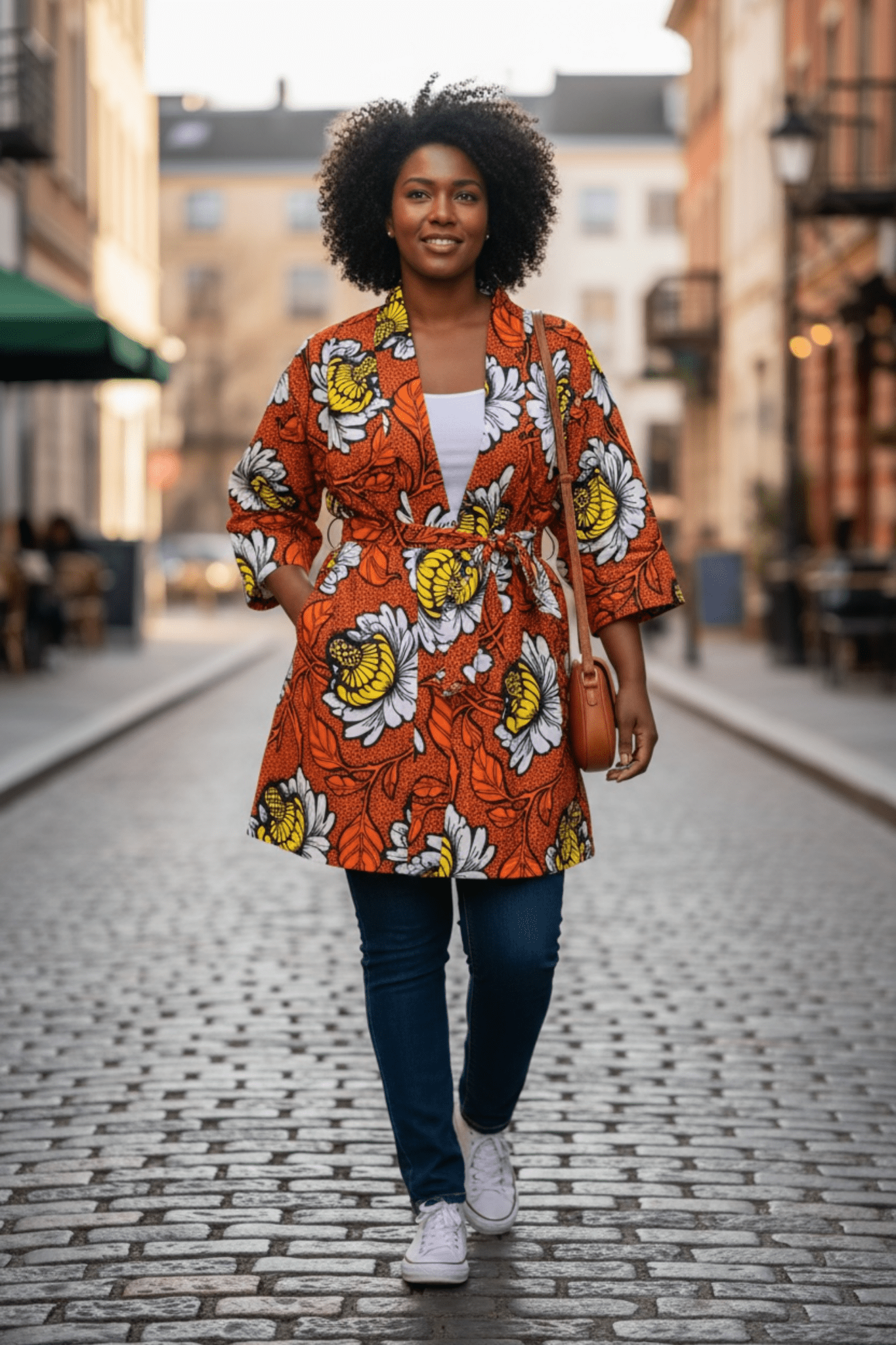 Kimono ZOE – Kimono mi - long fleuri en wax 100% coton - makomie