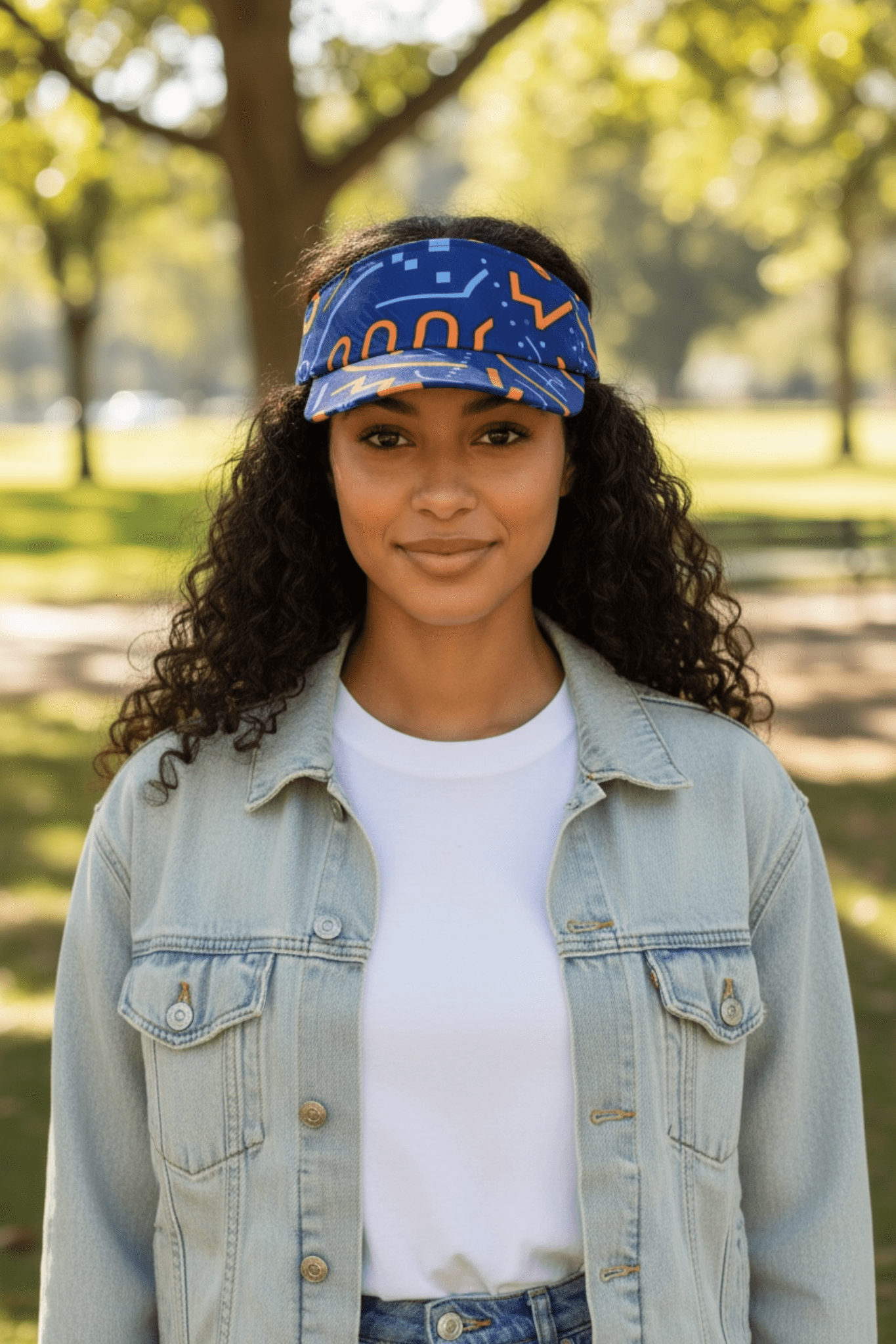 Visière Nola – Visière en wax bleu et orange avec élastique - makomie