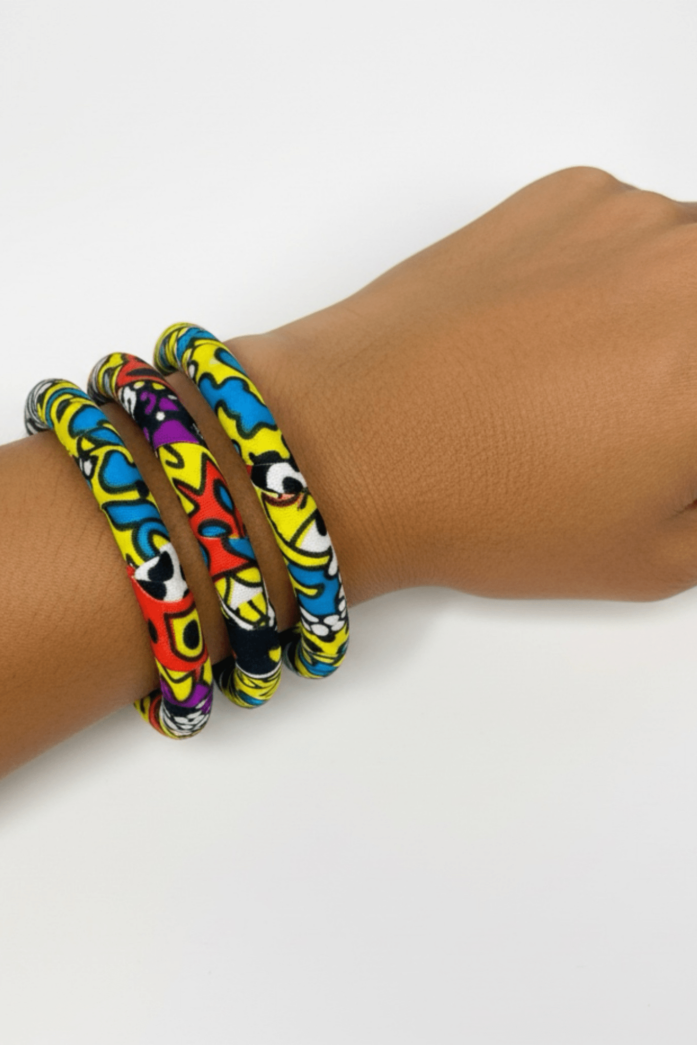 Bracelets Zaya faits main – Lot de 3 bracelets en wax multicolores - makomie
