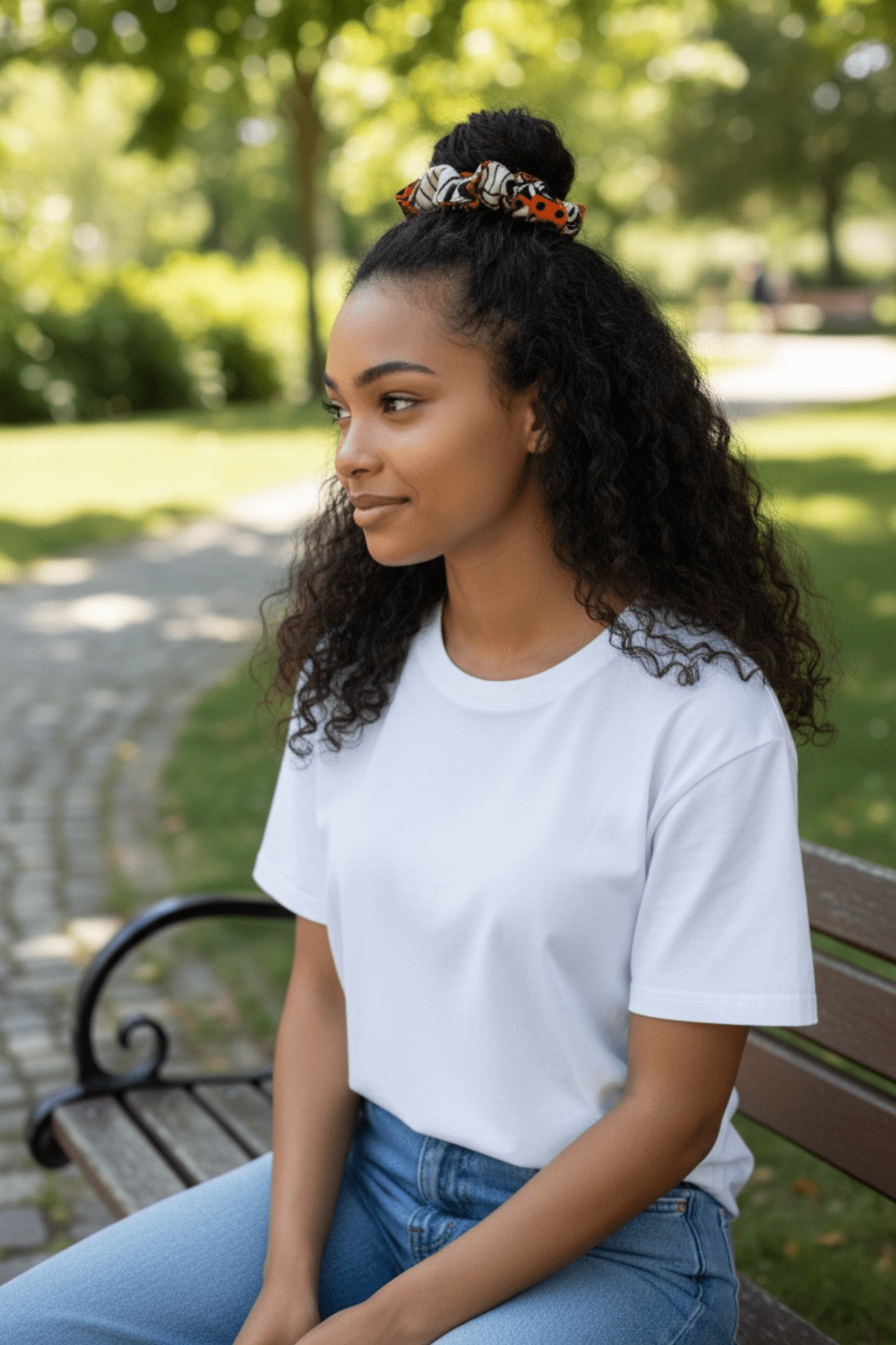 Chouchou Léna – Élastique pour cheveux en wax multicolore fait main - makomie