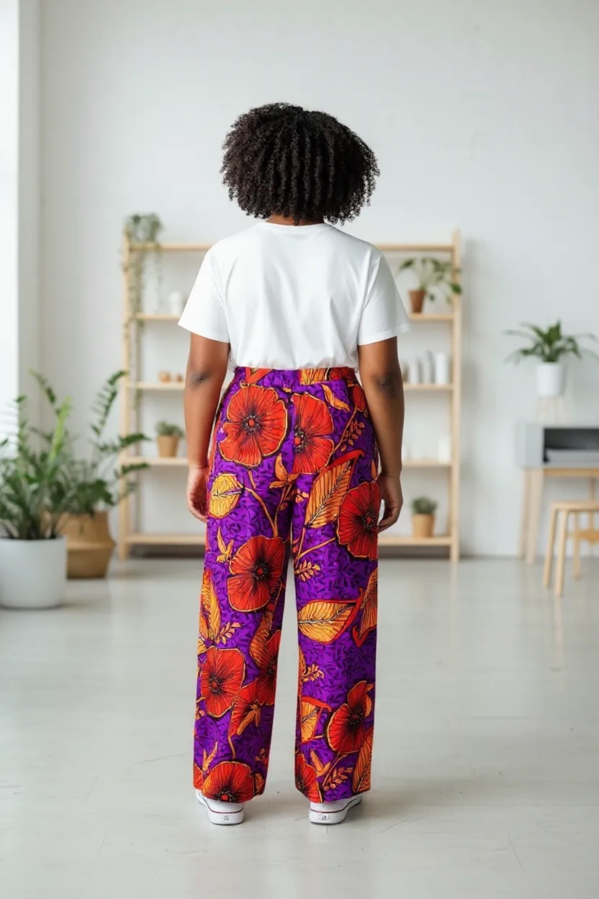 Pantalon NENE taille haute en wax - imprimé africain 100% coton