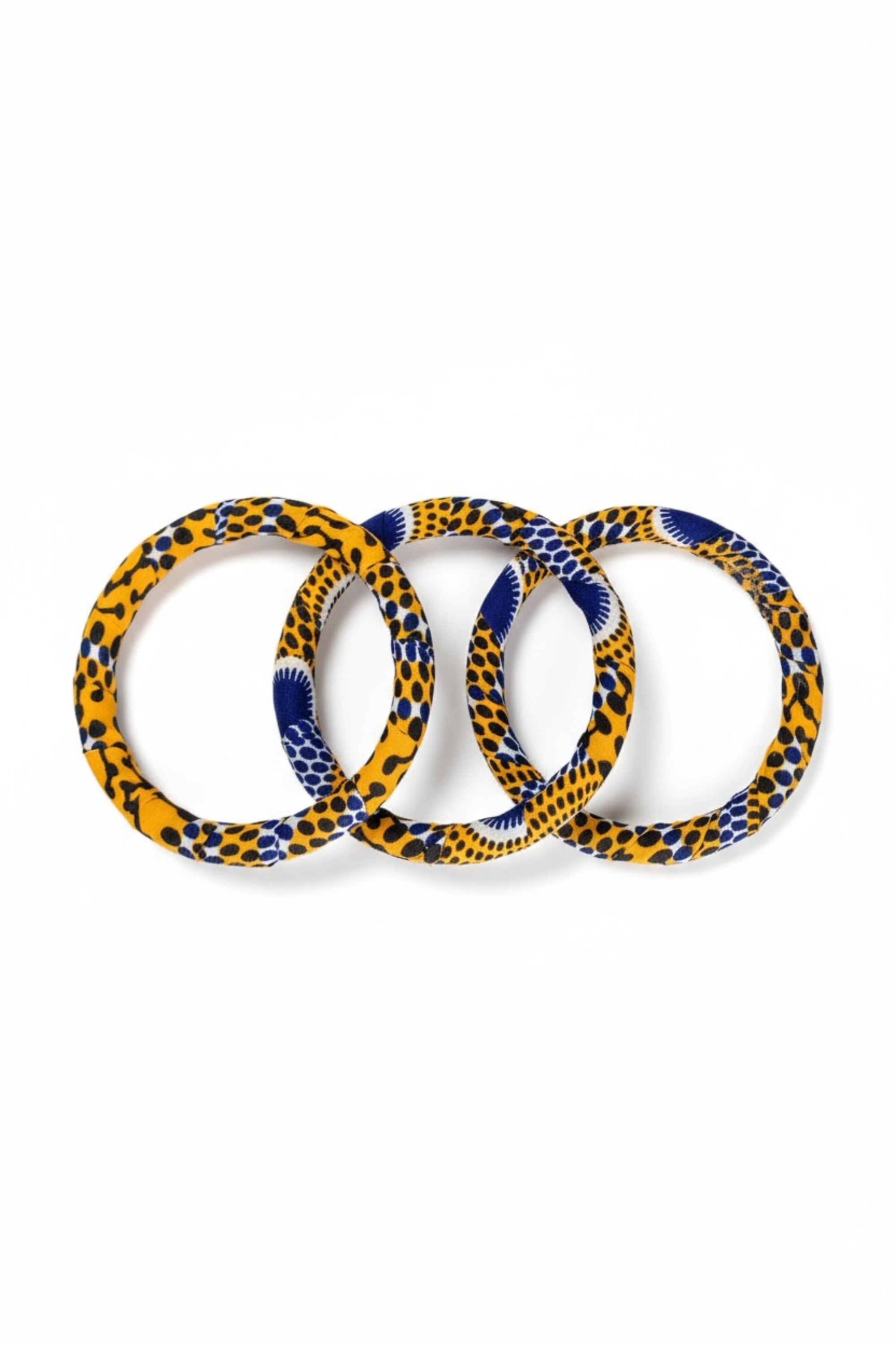 Lot de 3 Bracelets AWA en wax africain – Jaune & bleu
