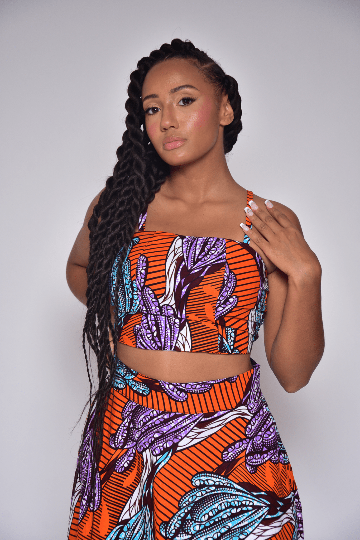 Crop top à imprimé africain - CELIA - makomie