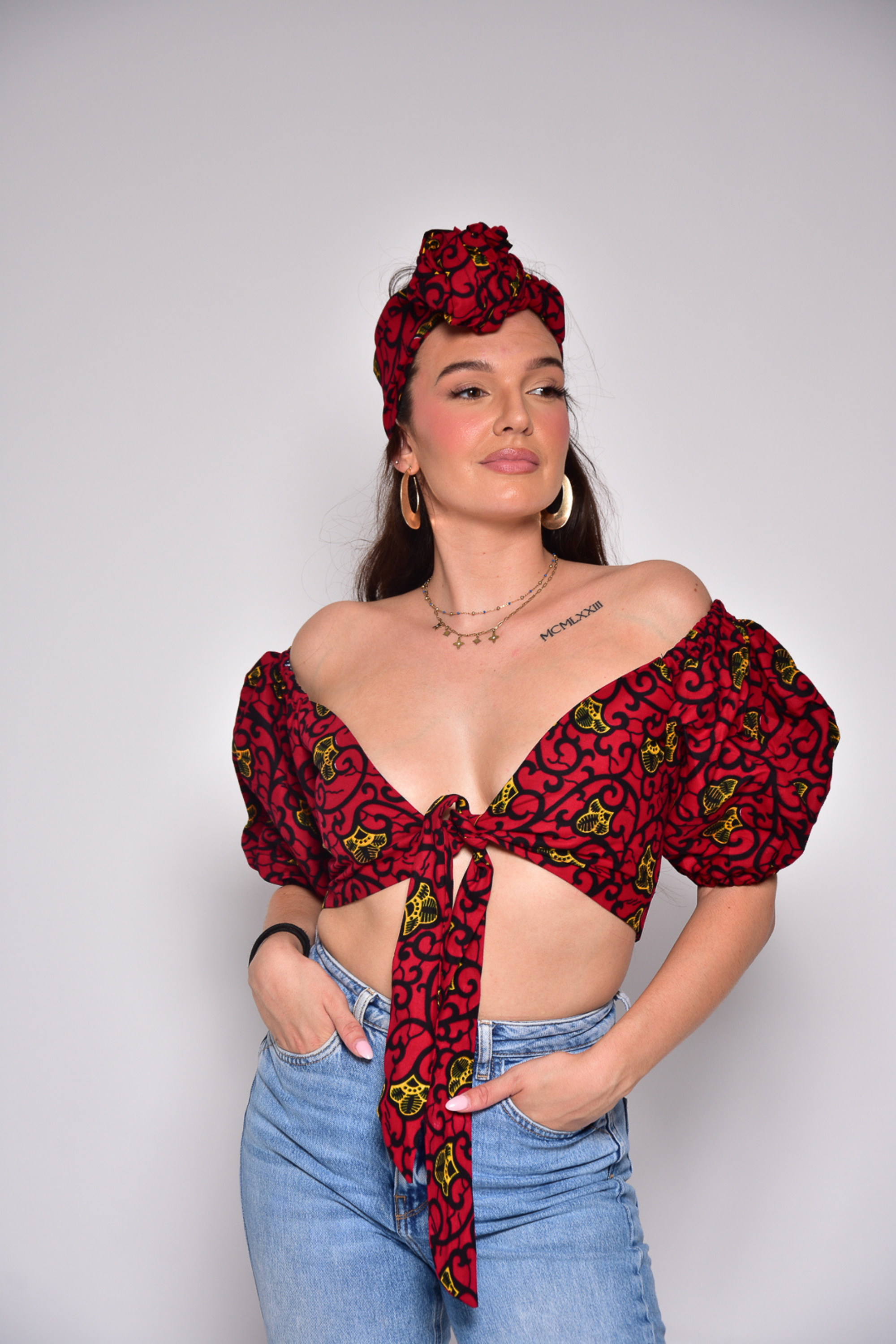 Crop top à motif fleurs en wax - ASSA - makomie