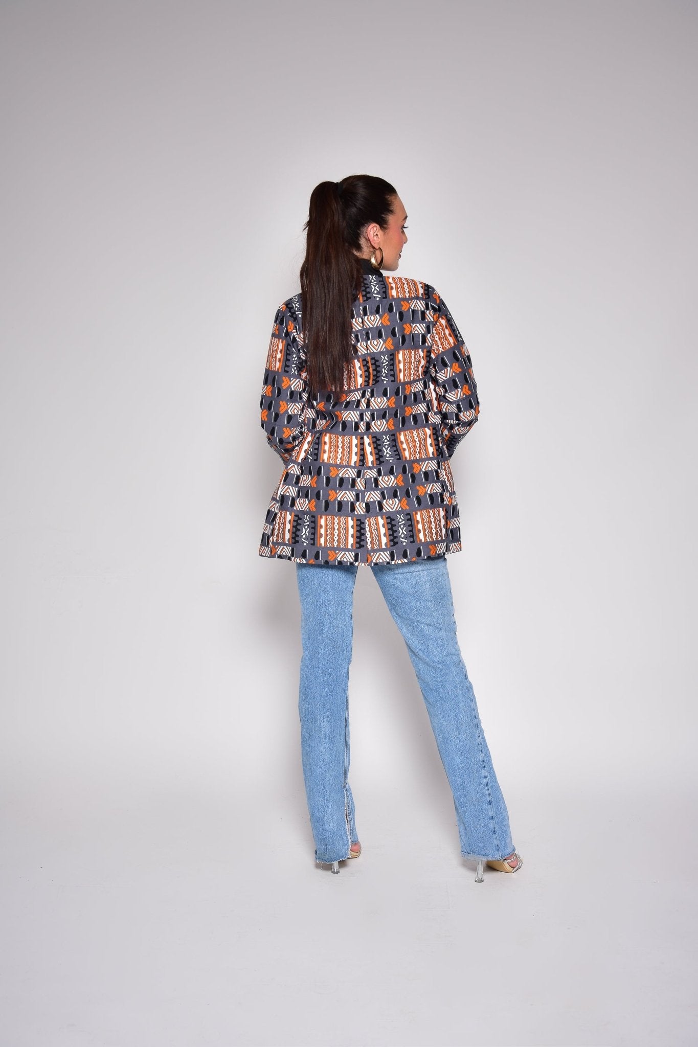 Veste blazer ANNE doublée – Élégance artisanale en wax africain - makomie