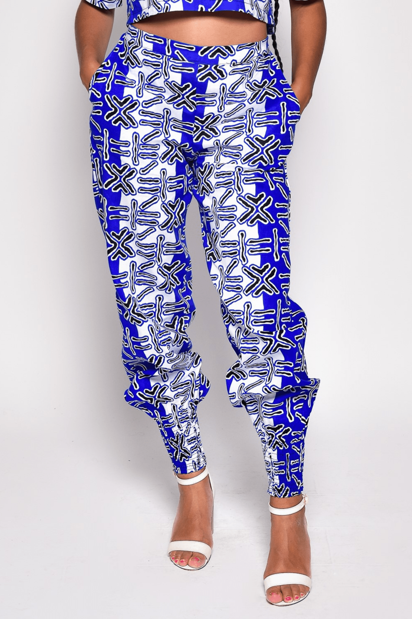 Pantalon TINA taille haute en wax – imprimé africain 100 % coton fait main - makomie