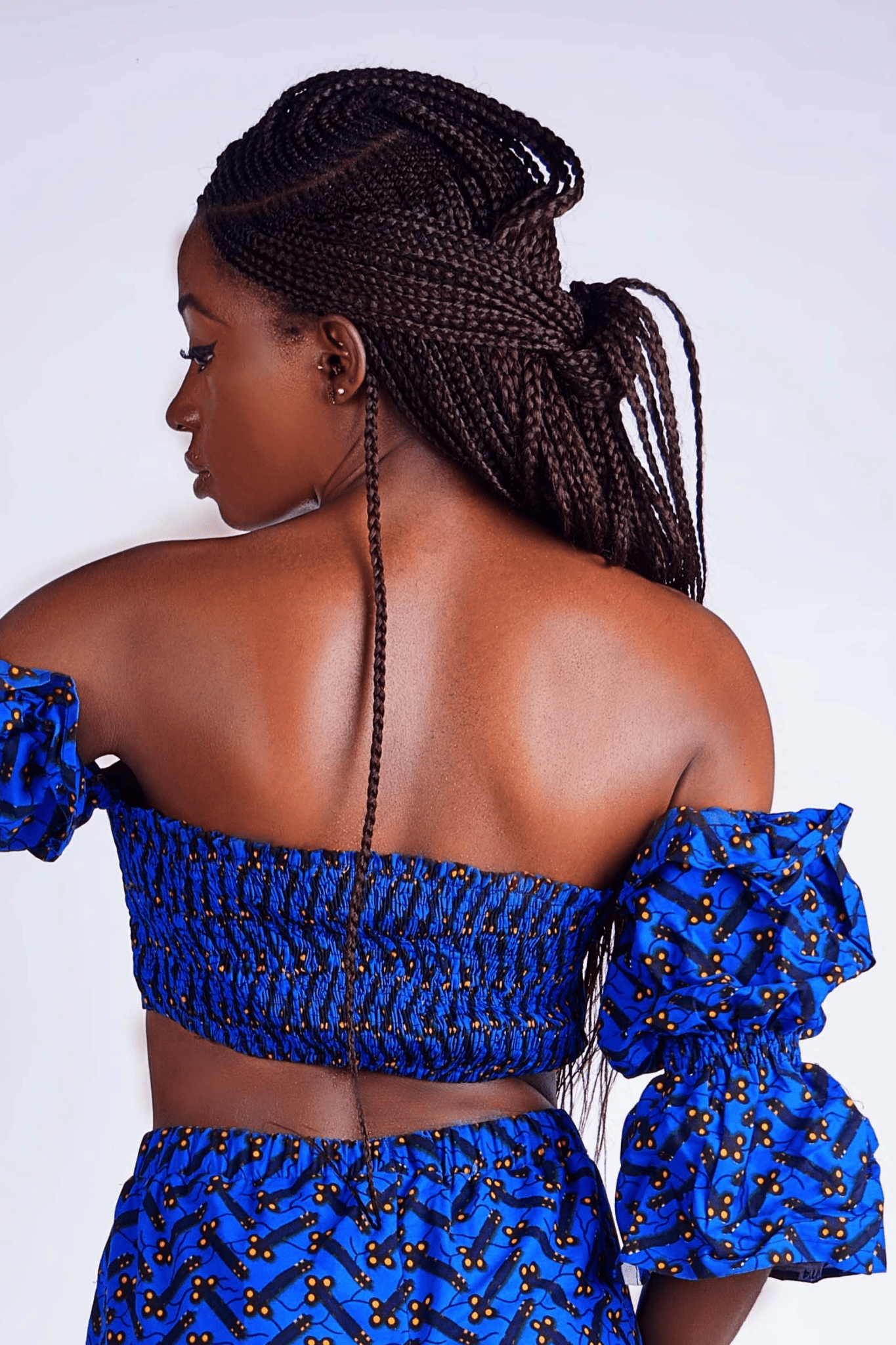 Crop Top bleu en wax - LILOU - makomie