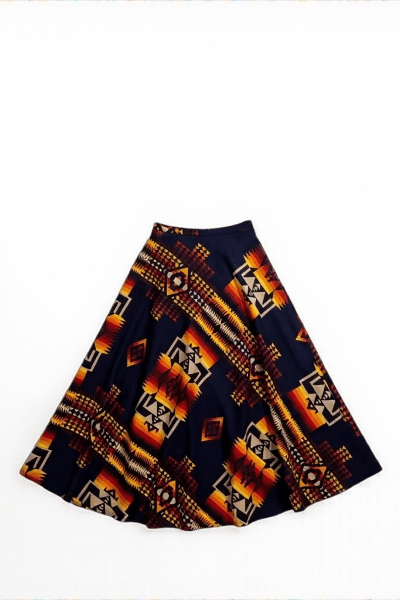 Jupe longue SONA en wax imprimé ethnique - taille haute évasée - makomie