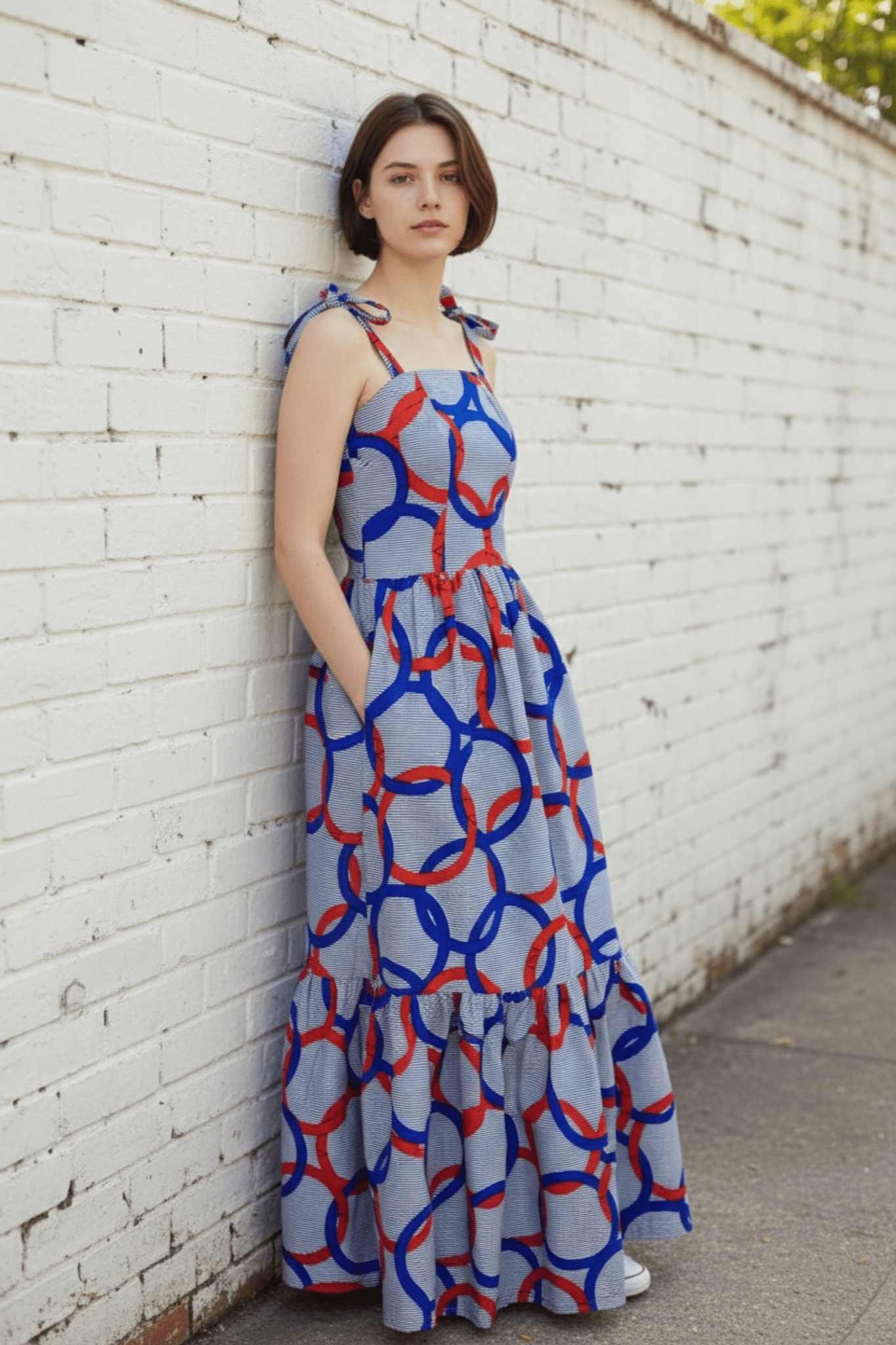 Longue robe en wax à motifs de cercles - ELLA - makomie