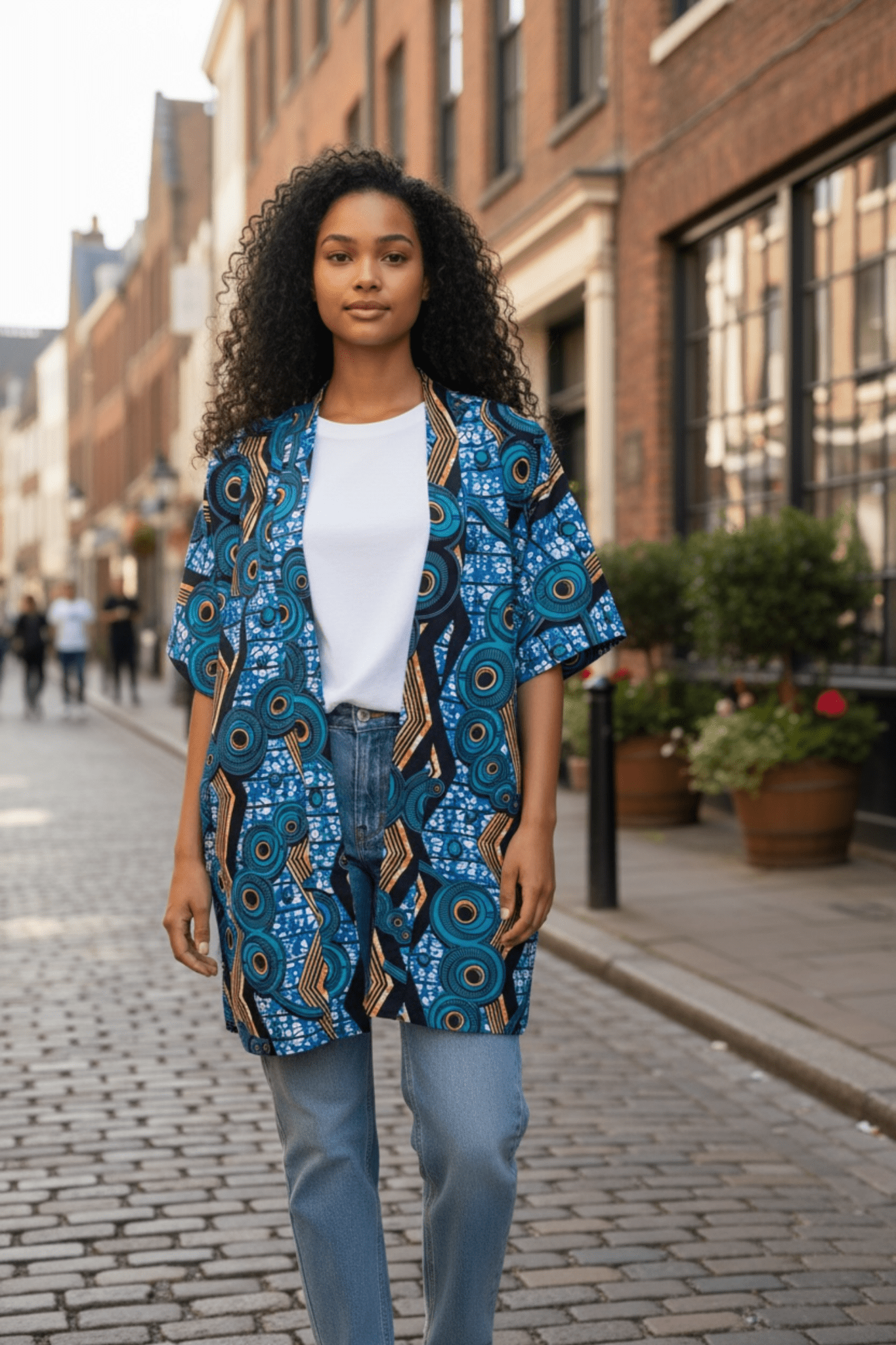 Kimono Ayo – Kimono mi - long mixte en wax 100% coton - makomie