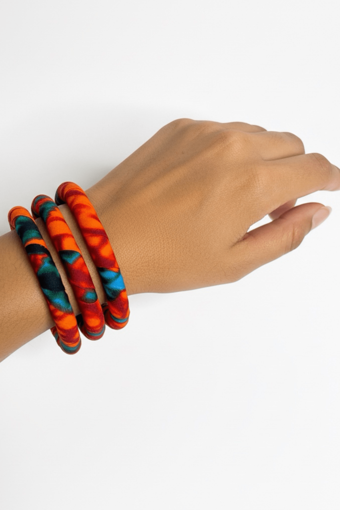 Bracelets Kaya – Lot de 3 bracelets en wax orange et turquoise - makomie