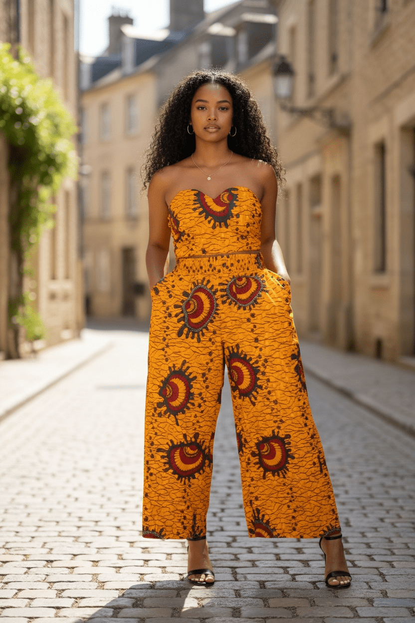 Top KIONA en wax bustier smocké - imprimé africain 100% coton - makomie