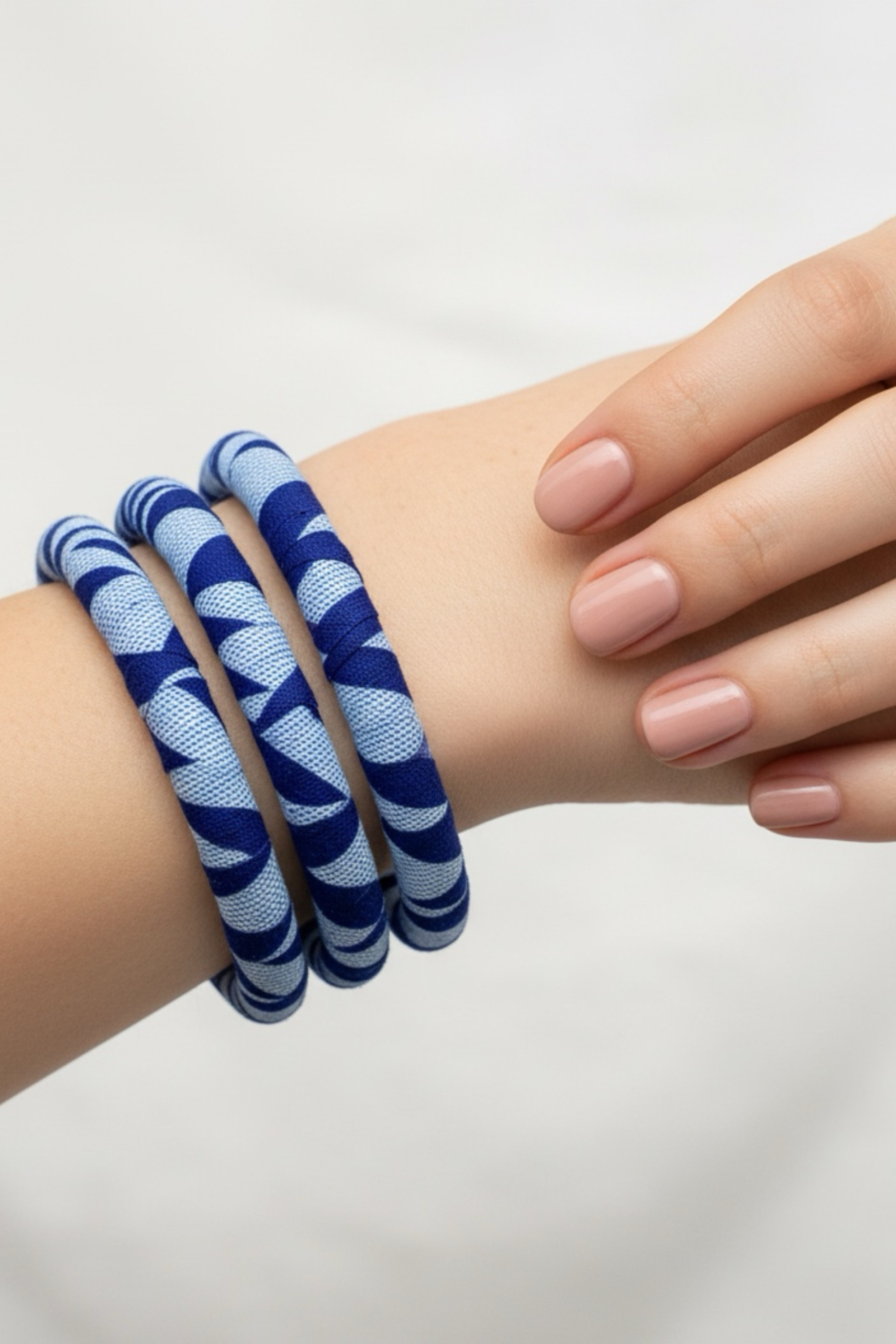 Lot de 3 bracelets ezia en wax bleu - Bijoux ethniques artisanaux