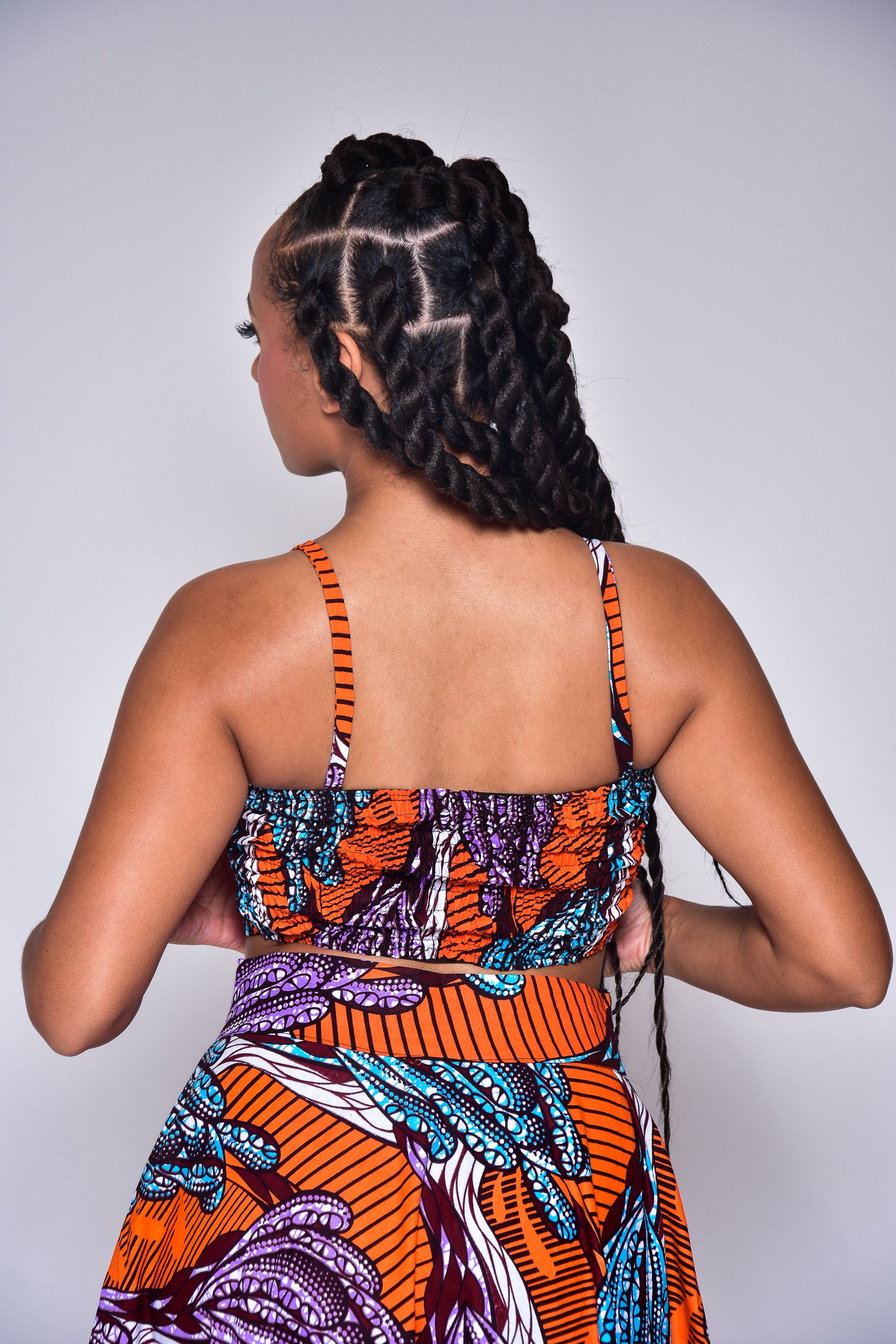 Ensemble crop top et longue jupe à imprimé africain - CELIA - makomie