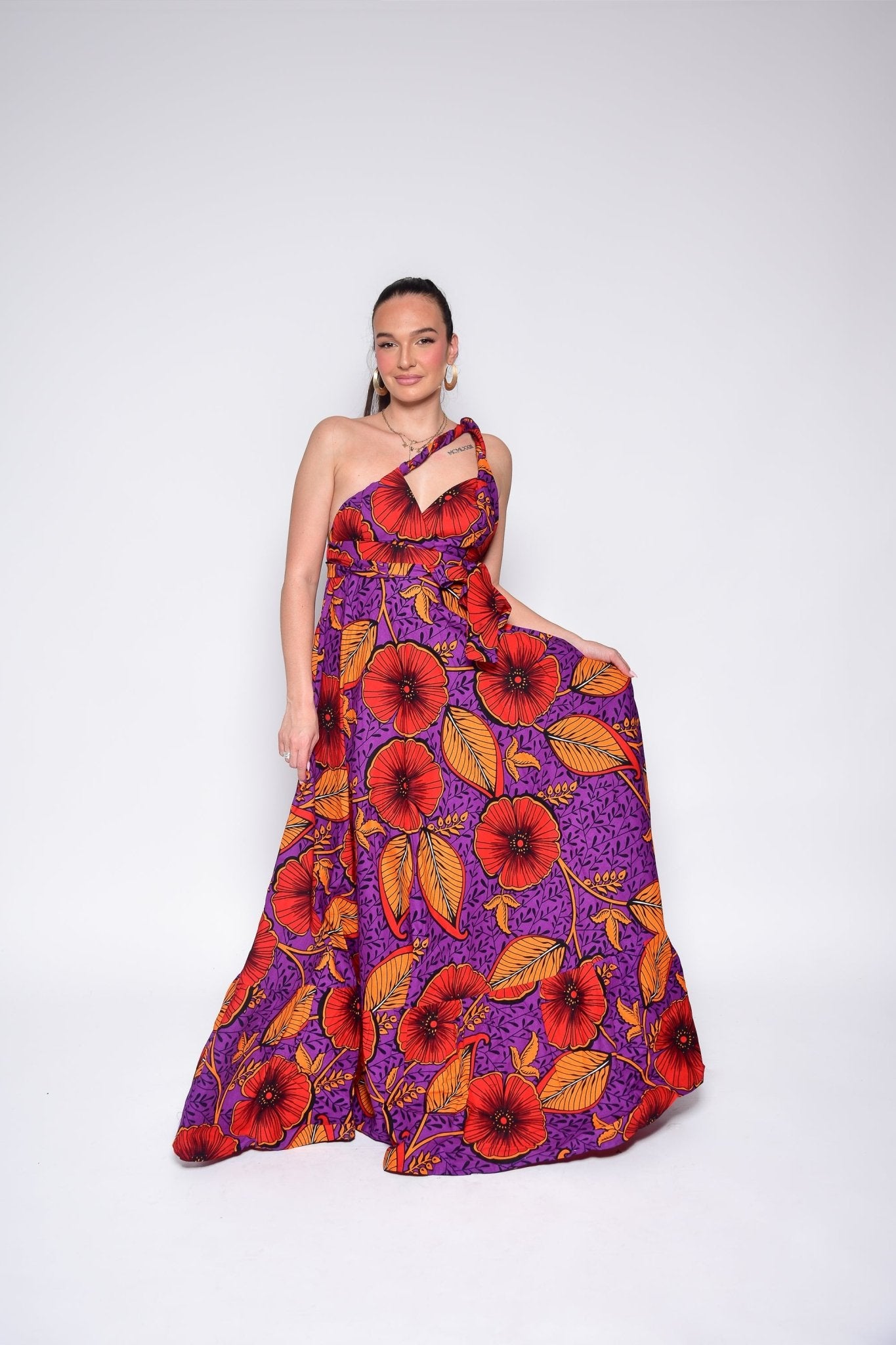 Longue robe décontractée à motifs fleurs - NENE - makomie