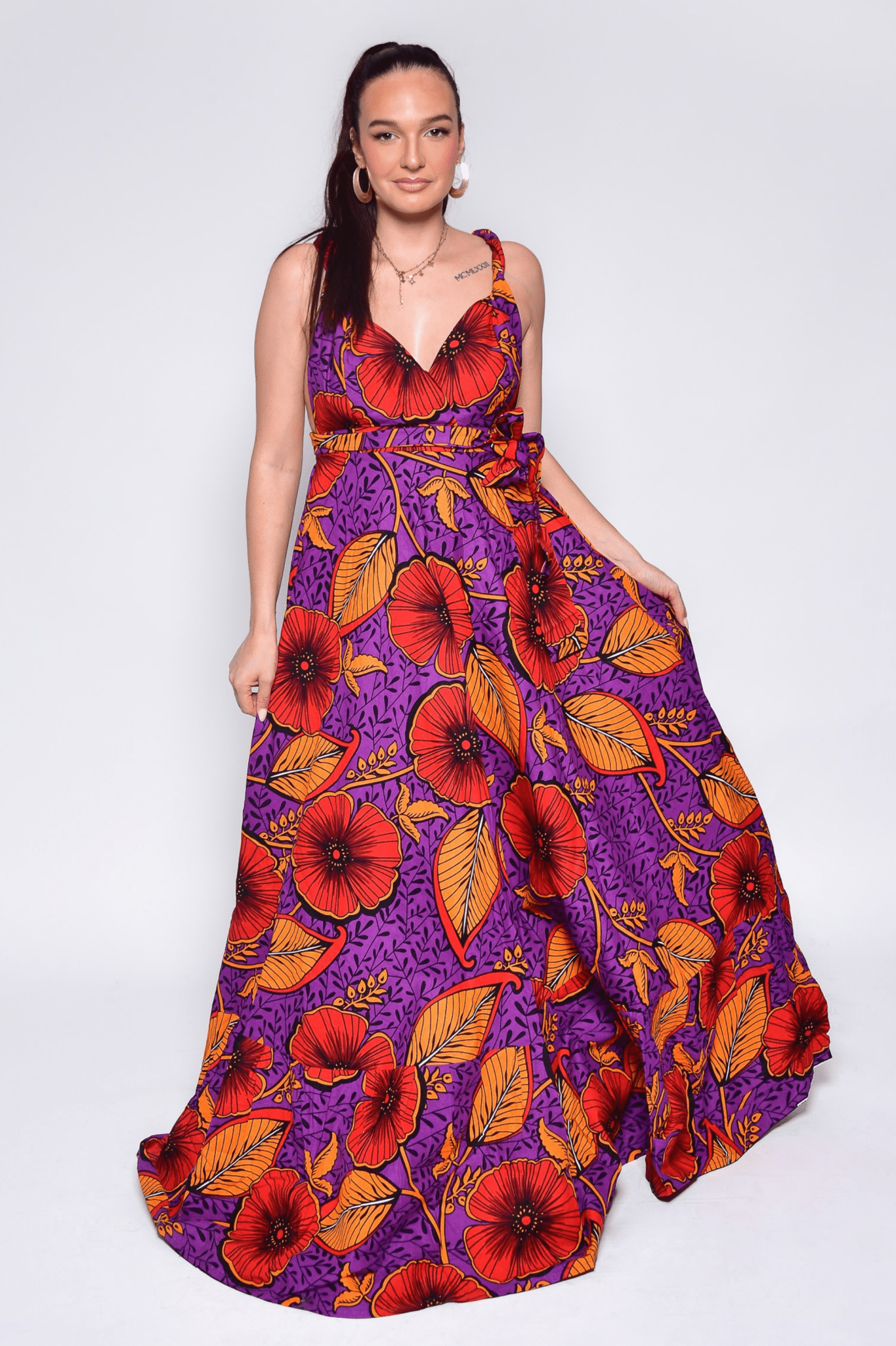 Longue robe décontractée à motifs fleurs - NENE - makomie