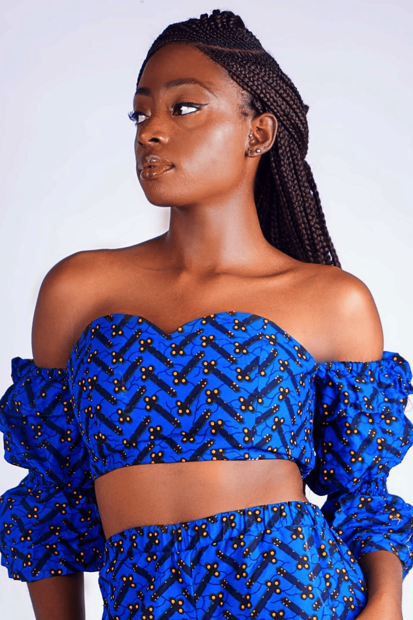 Crop Top bleu en wax - LILOU - makomie