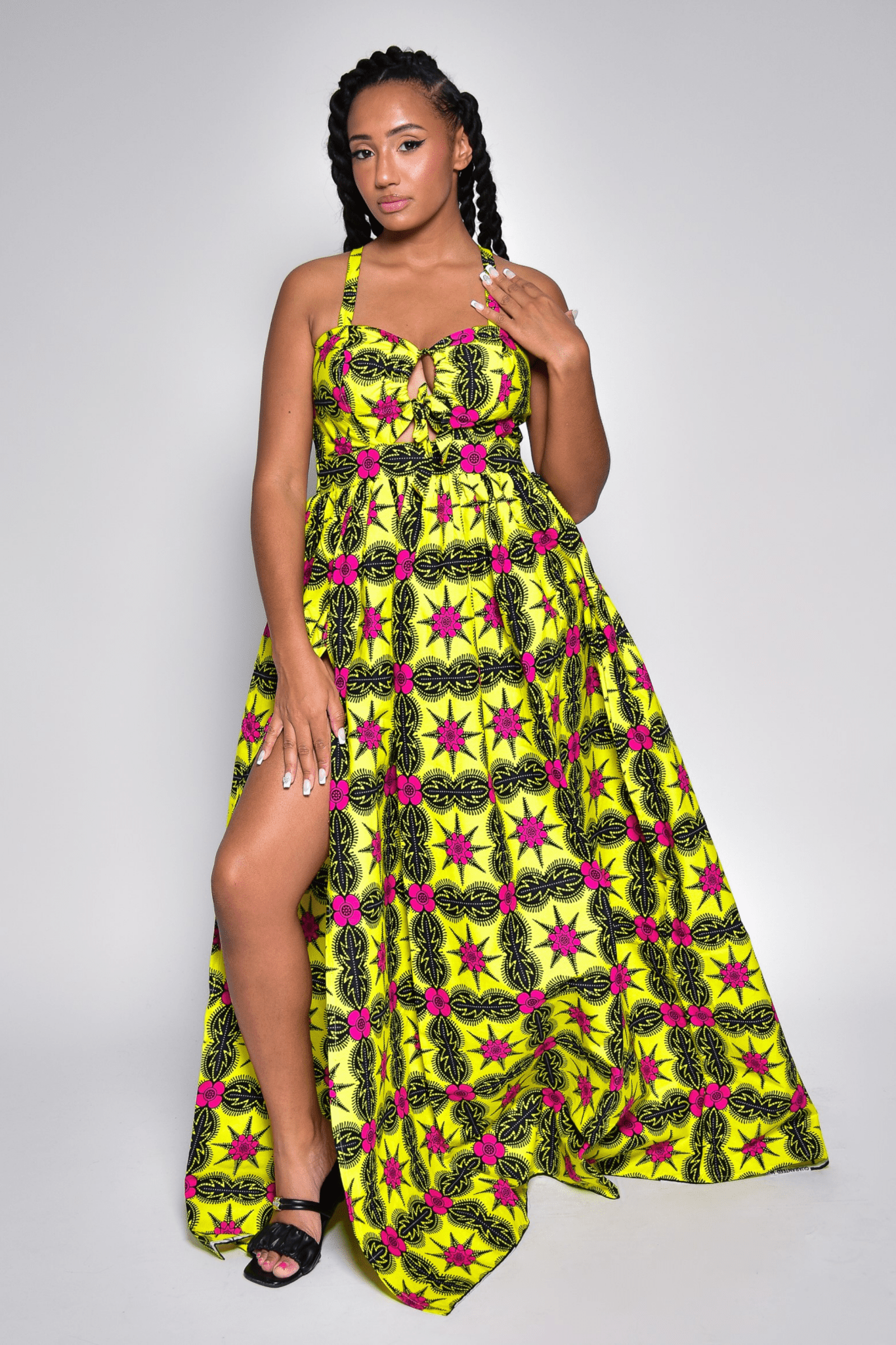 Longue robe à imprimé africain - TIYA - makomie