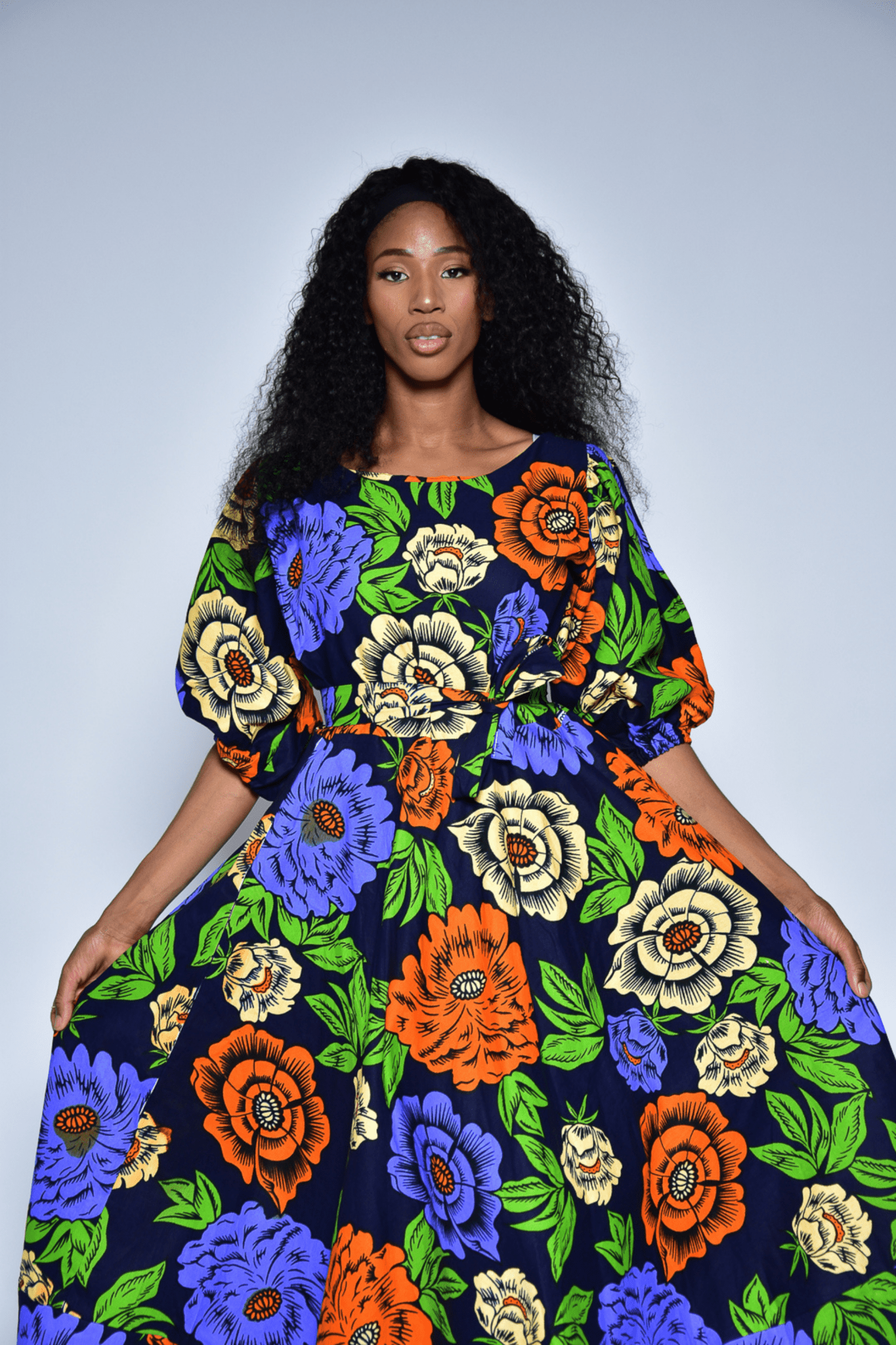 Longue robe fleurie à imprimé africain - TULA - makomie