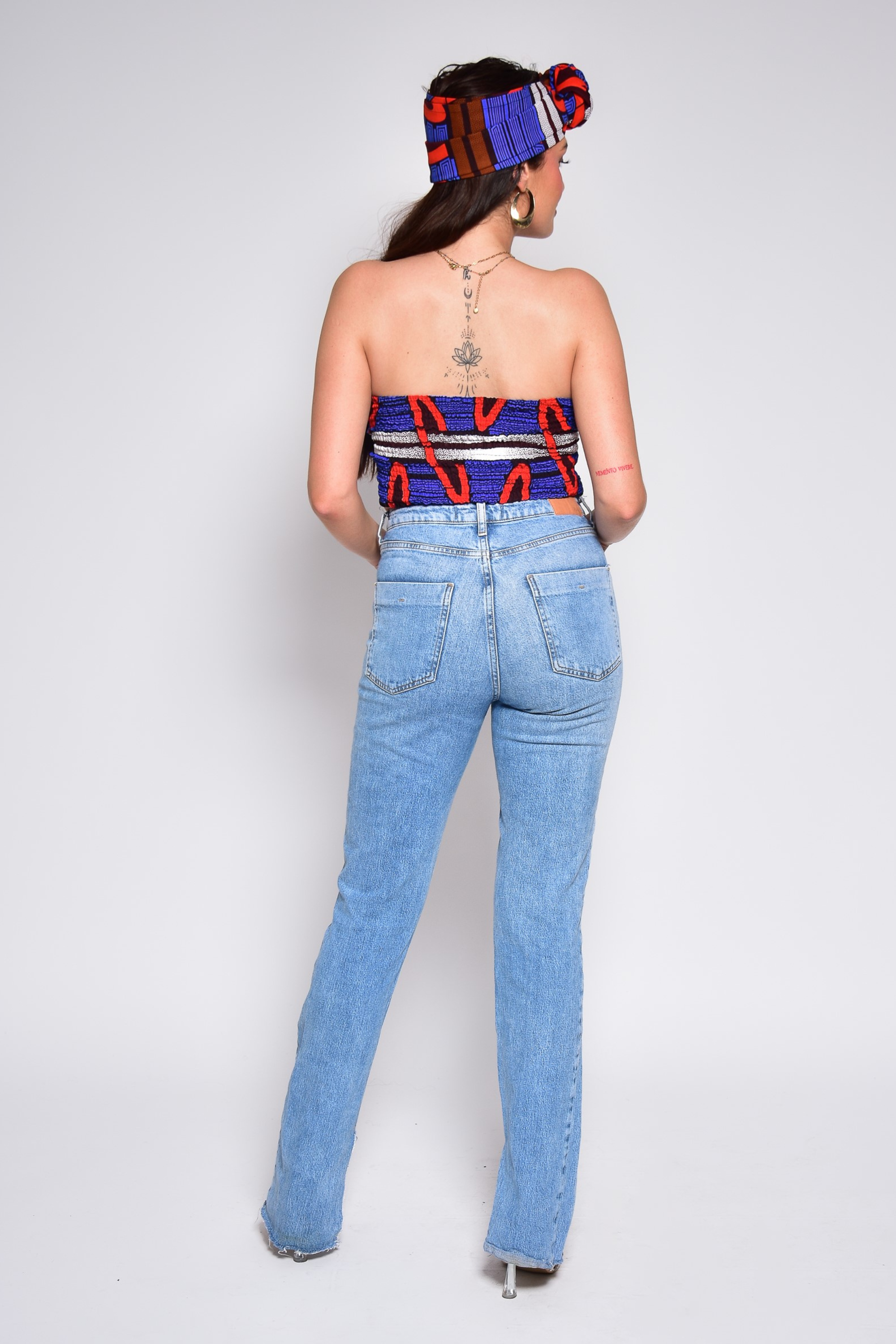 Crop top bleu en wax - JALIA - makomie