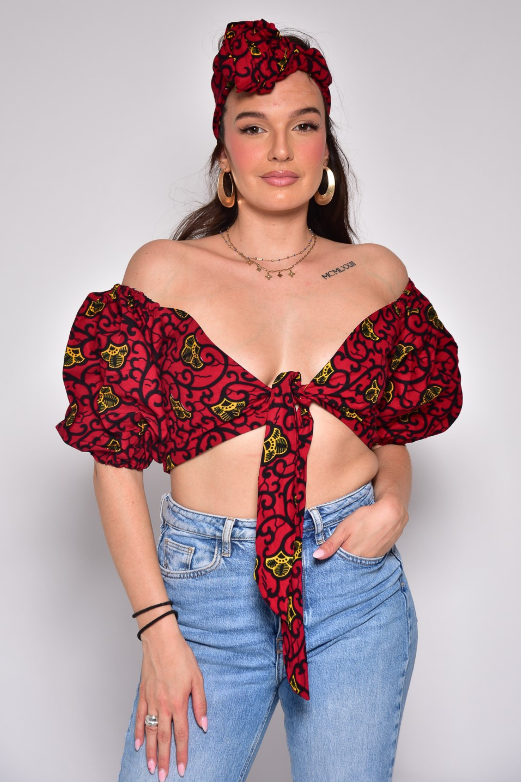 Crop top à motif fleurs en wax - ASSA - makomie