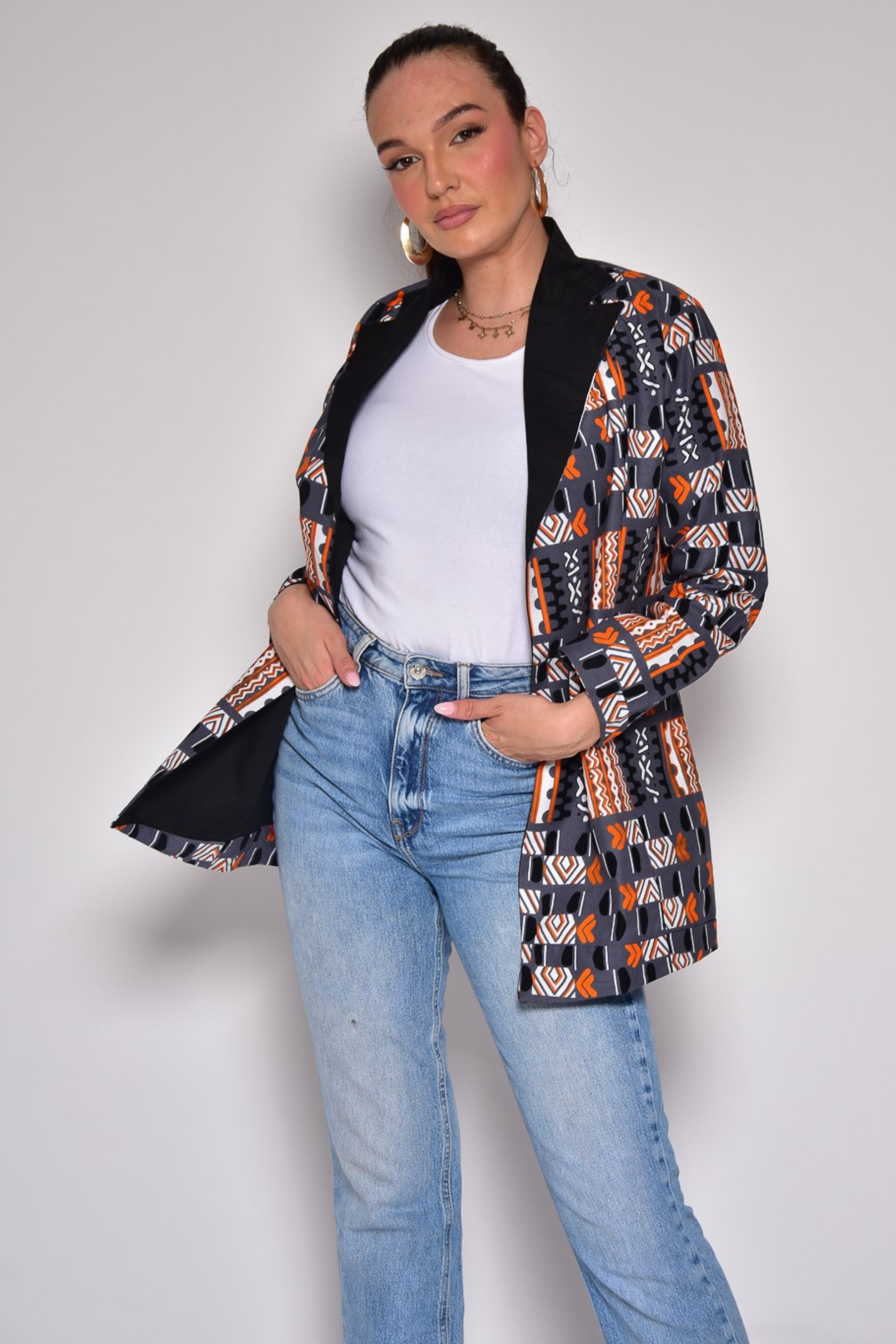 Veste blazer à imprimé africain - ANNE - makomie