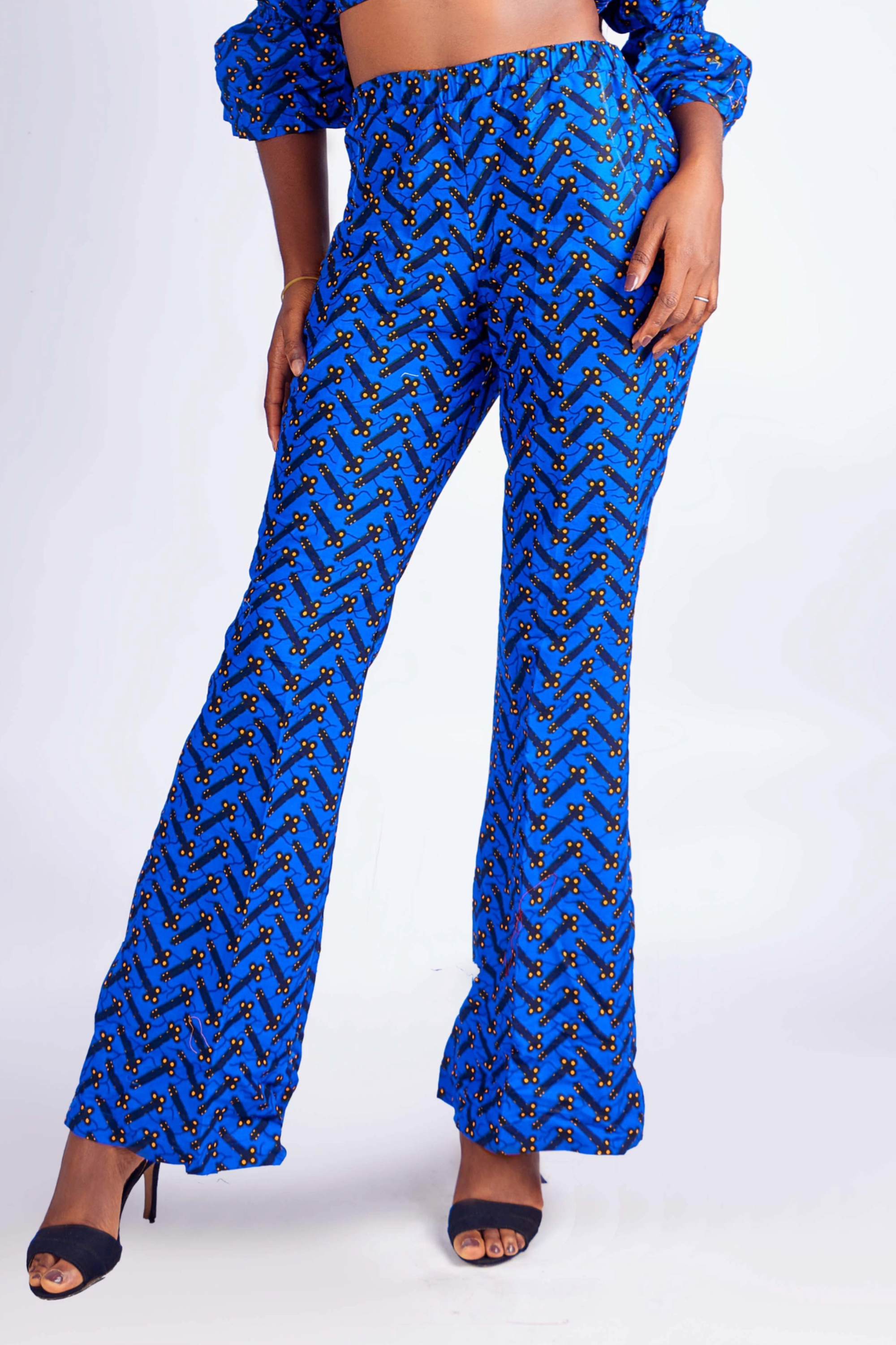 Pantalon bleu en wax - LILOU