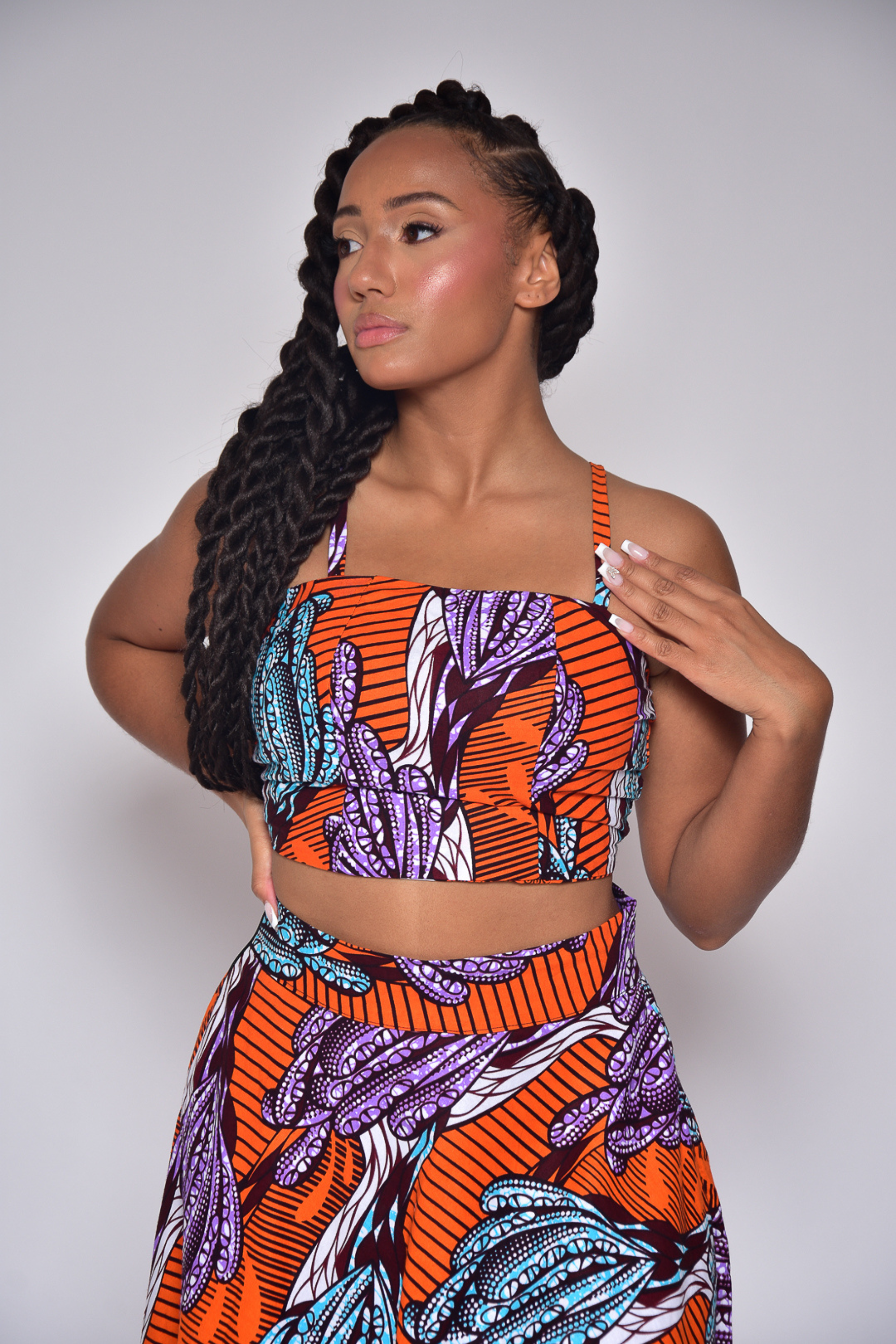 Crop top à imprimé africain - CELIA - makomie