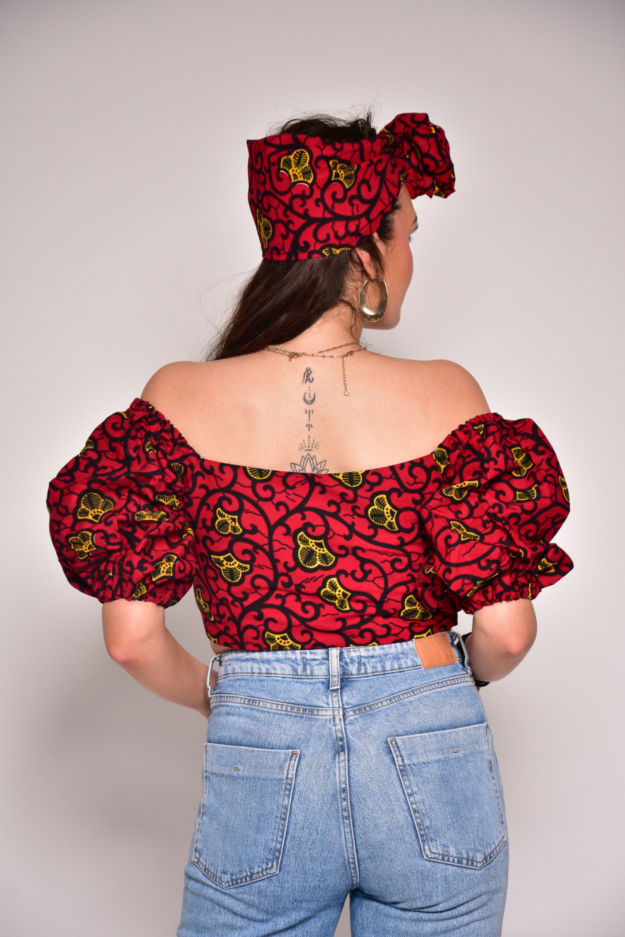 Crop top à motif fleurs en wax - ASSA - makomie