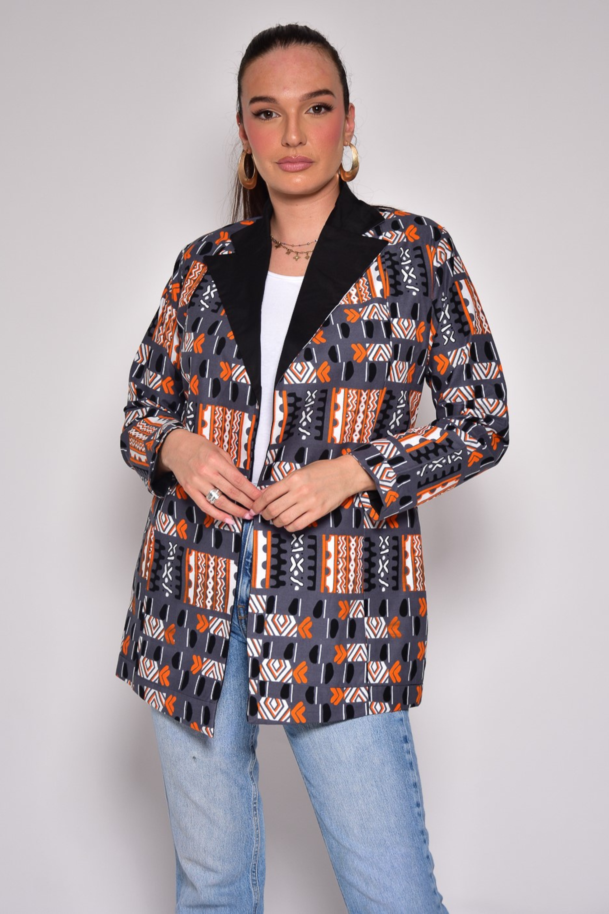 Veste blazer à imprimé africain - ANNE - makomie