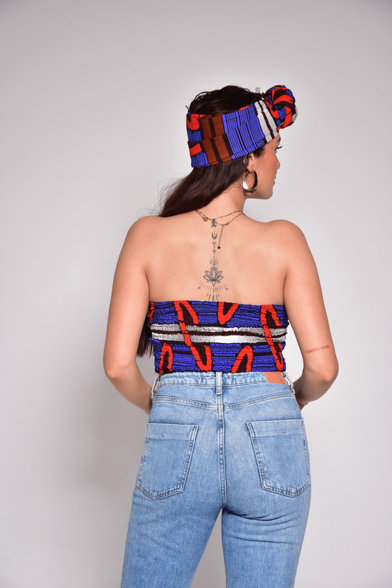 Crop Top Jalia – Top wax bleu en coton imprimé - makomie