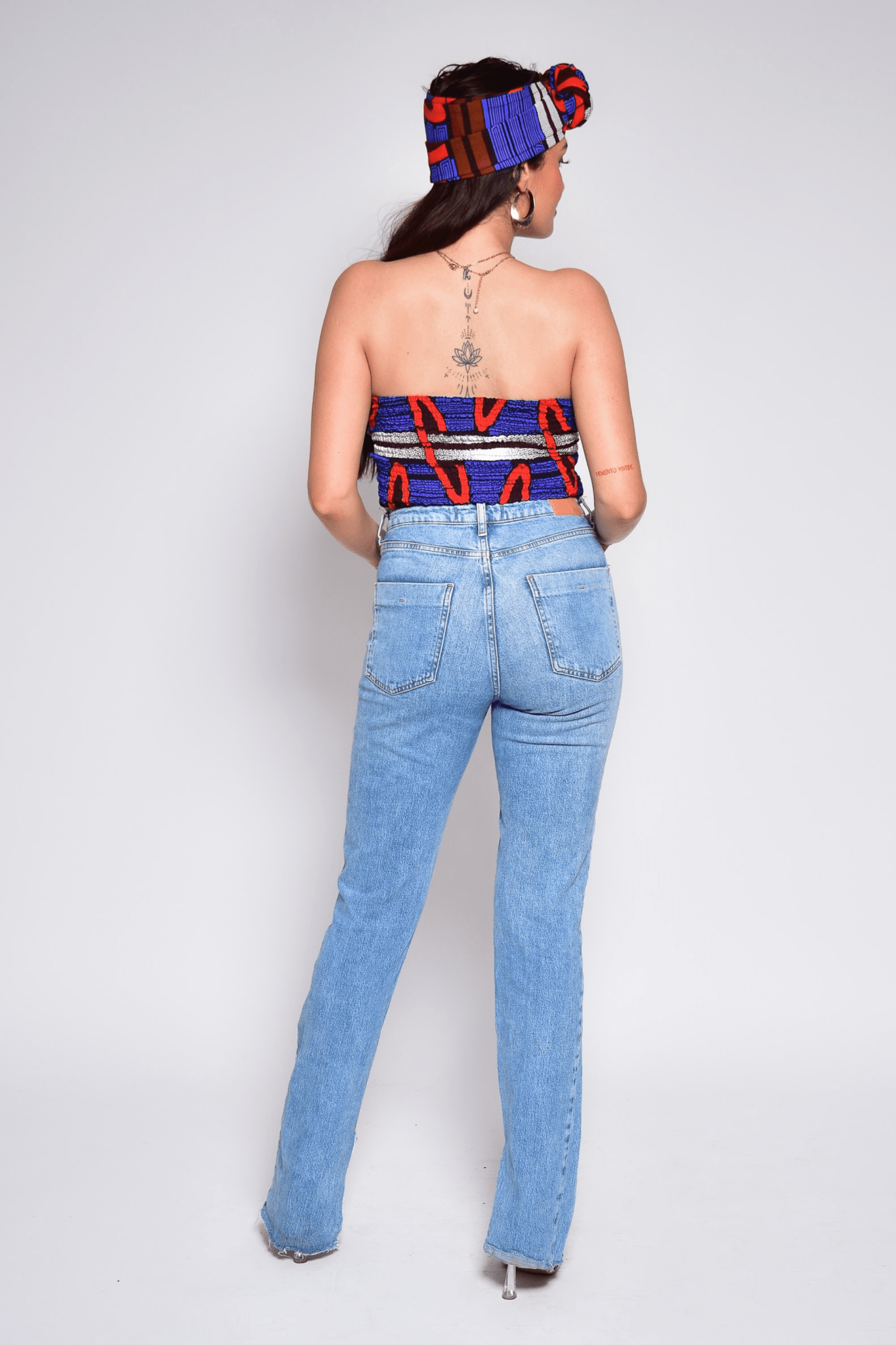 Crop Top Jalia – Top wax bleu en coton imprimé - makomie