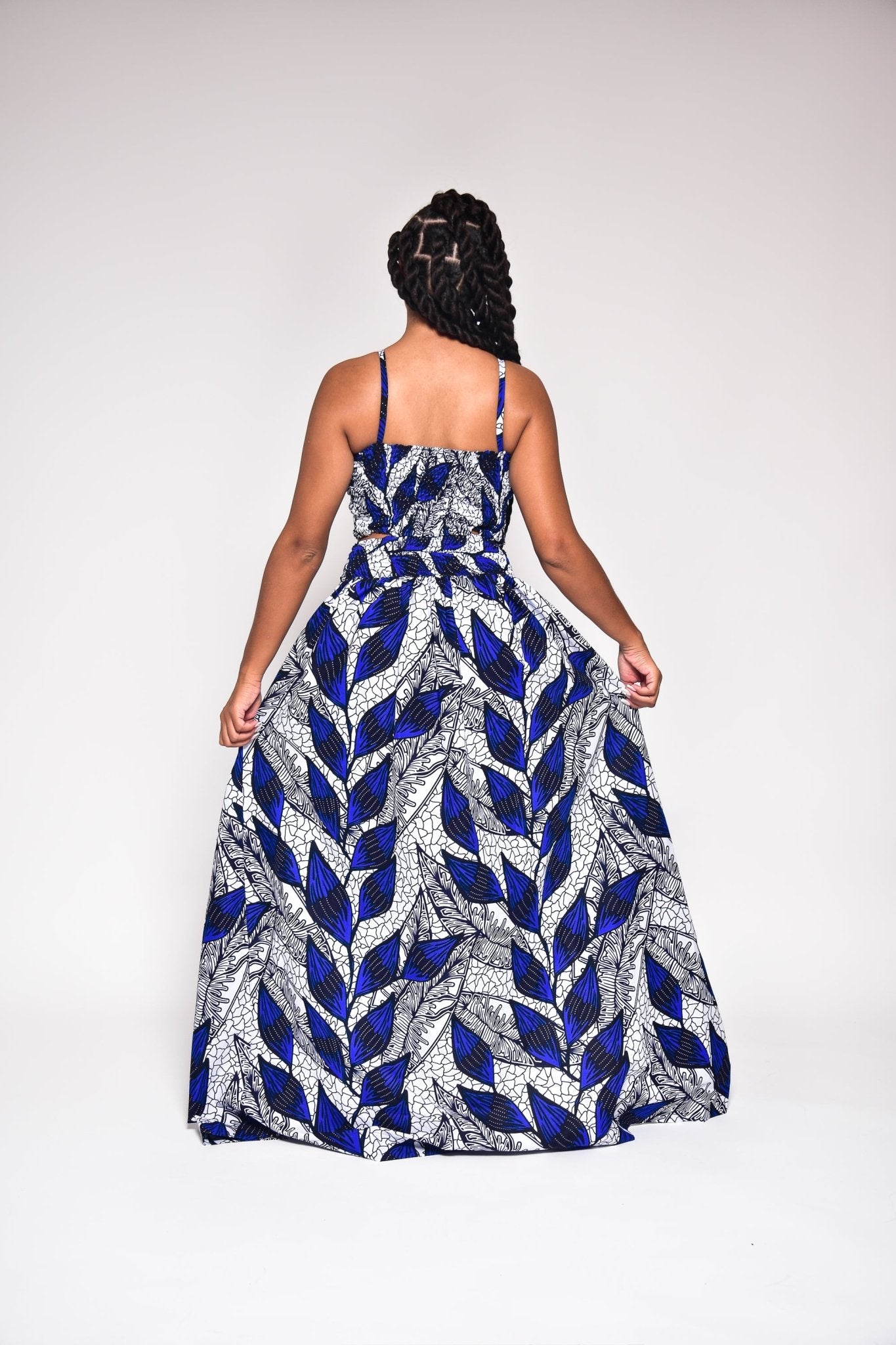 jupe NORA motif fleurs en wax - taille mi - longue, fait main - makomie