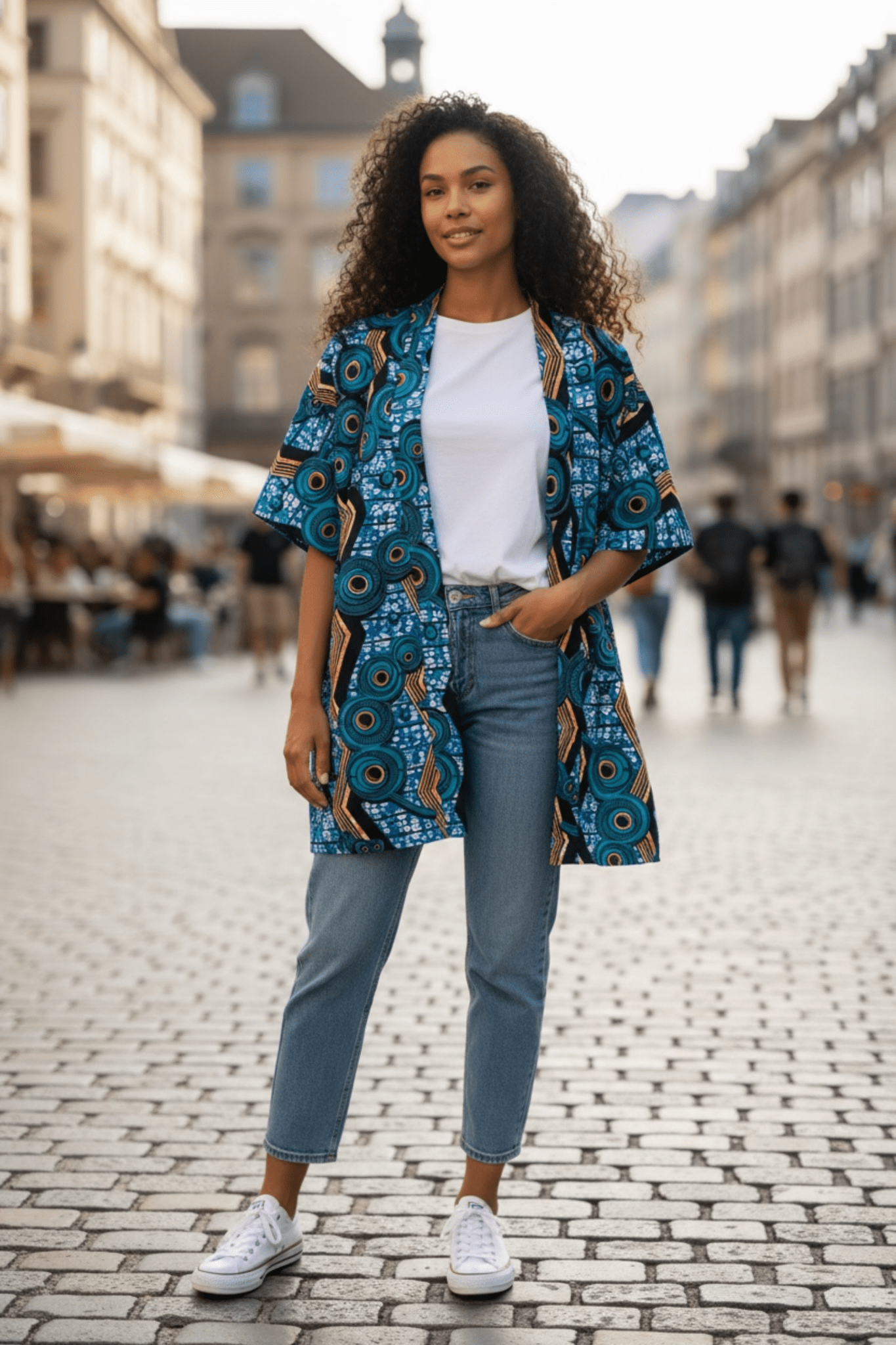 Kimono Ayo – Kimono mi - long mixte en wax 100% coton - makomie