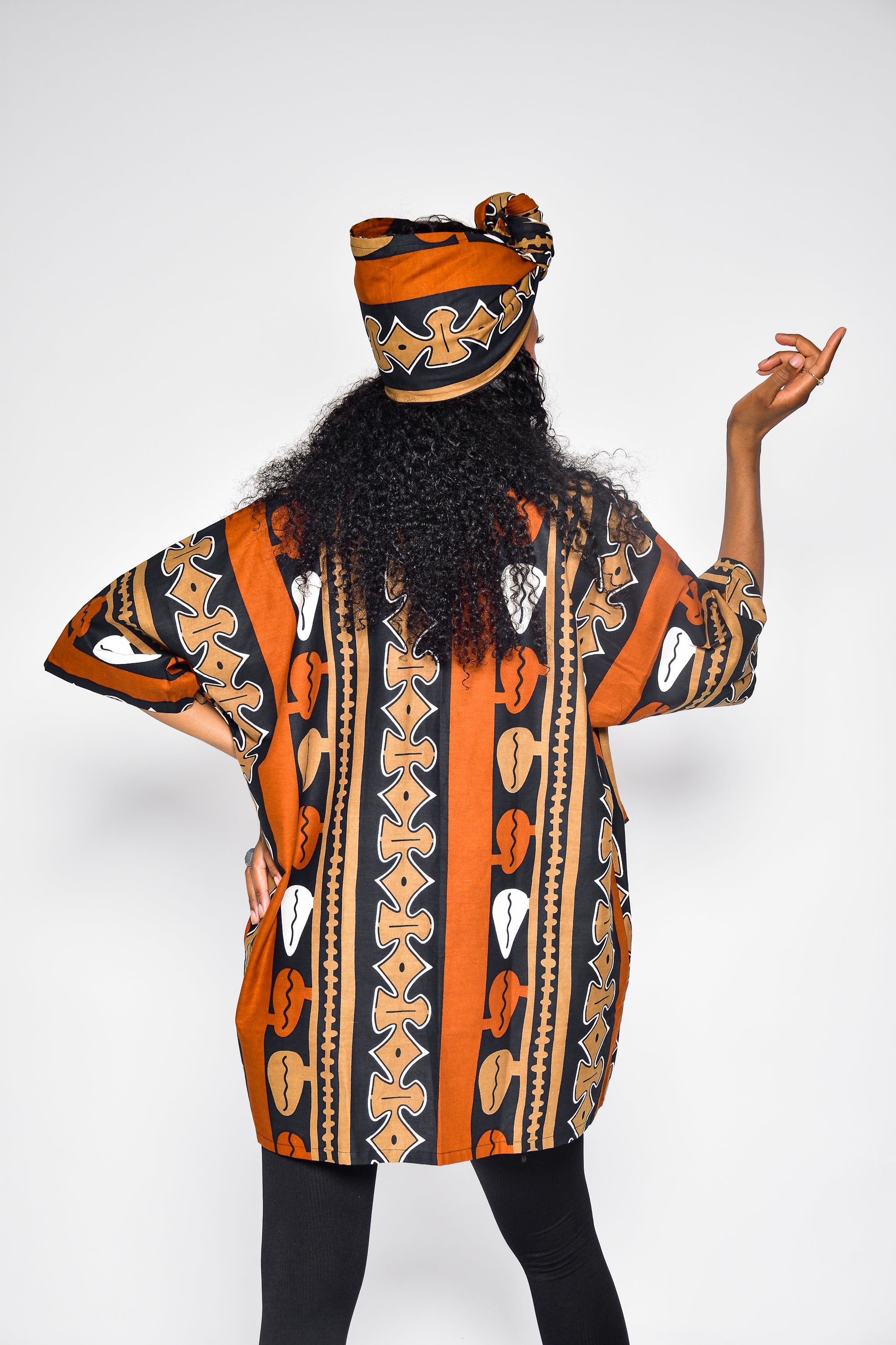 Kimono HELEN en wax imprimé africain – vue de dos, veste femme fait main Makomie
