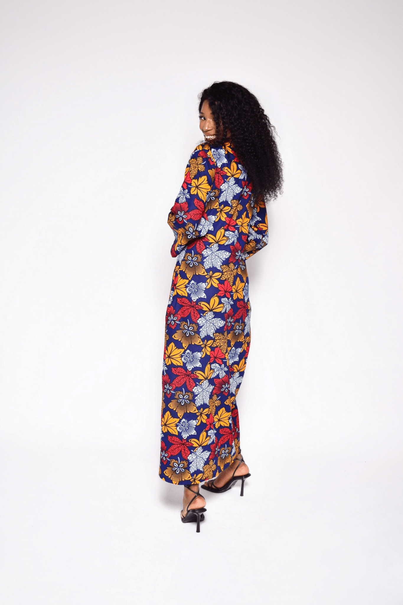 Kimono JADE à fleurs – Veste longue femme en wax fait main - makomie