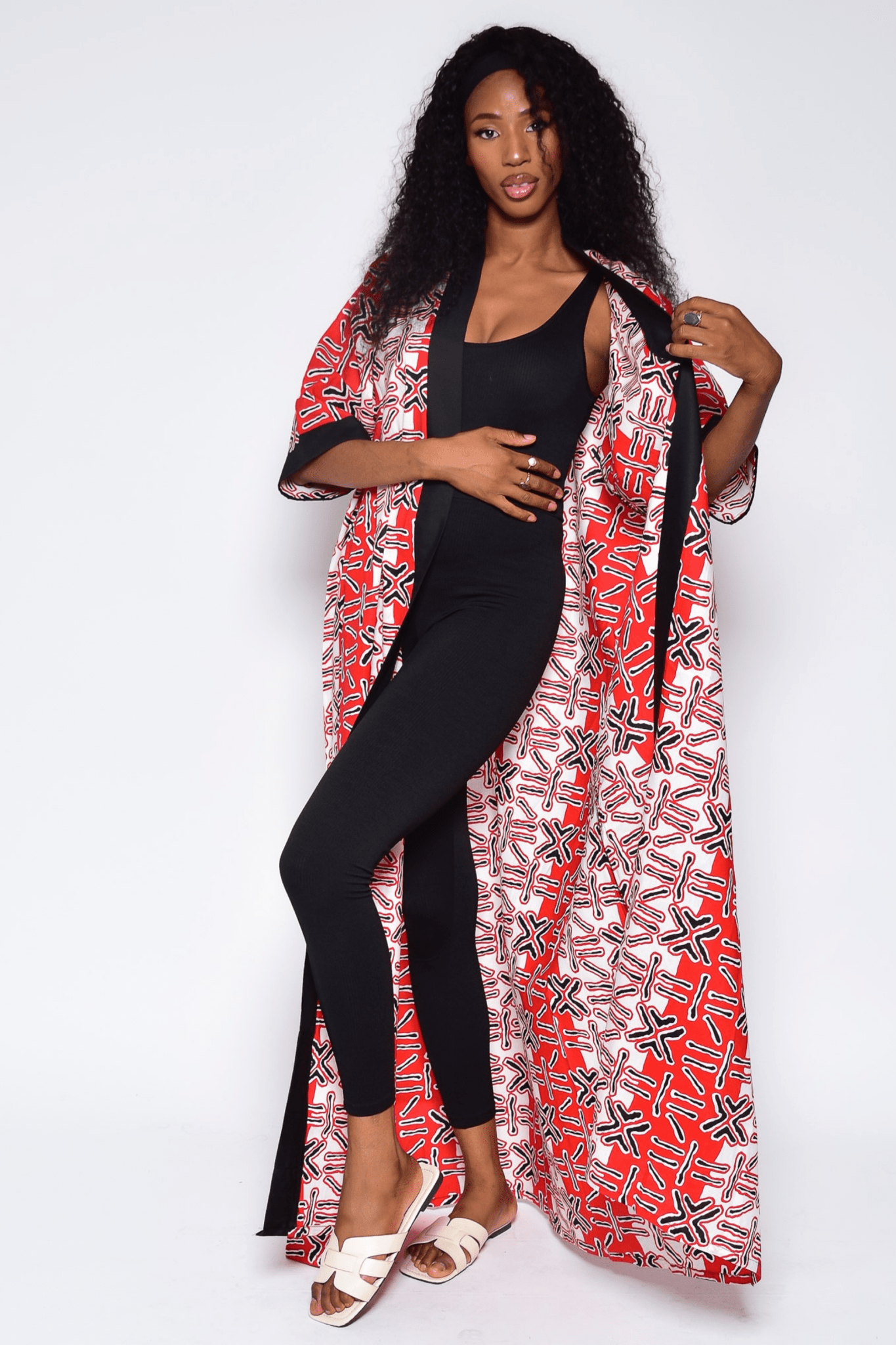 Kimono NOOR à imprimé africain – Veste longue femme en wax fait main - makomie