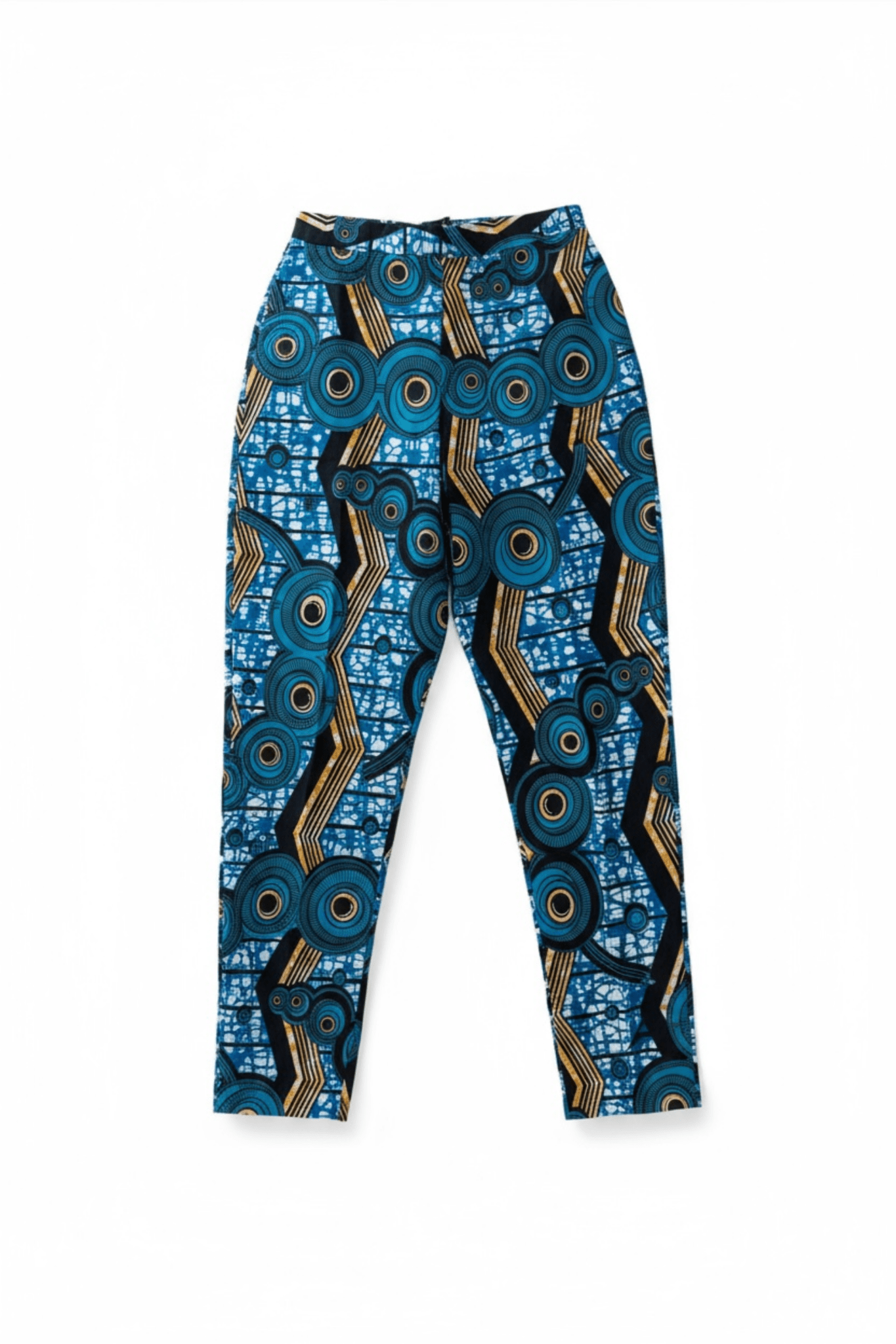 Pantalon Ayo – Pantalon droit en wax 100% coton à imprimé bleu - makomie