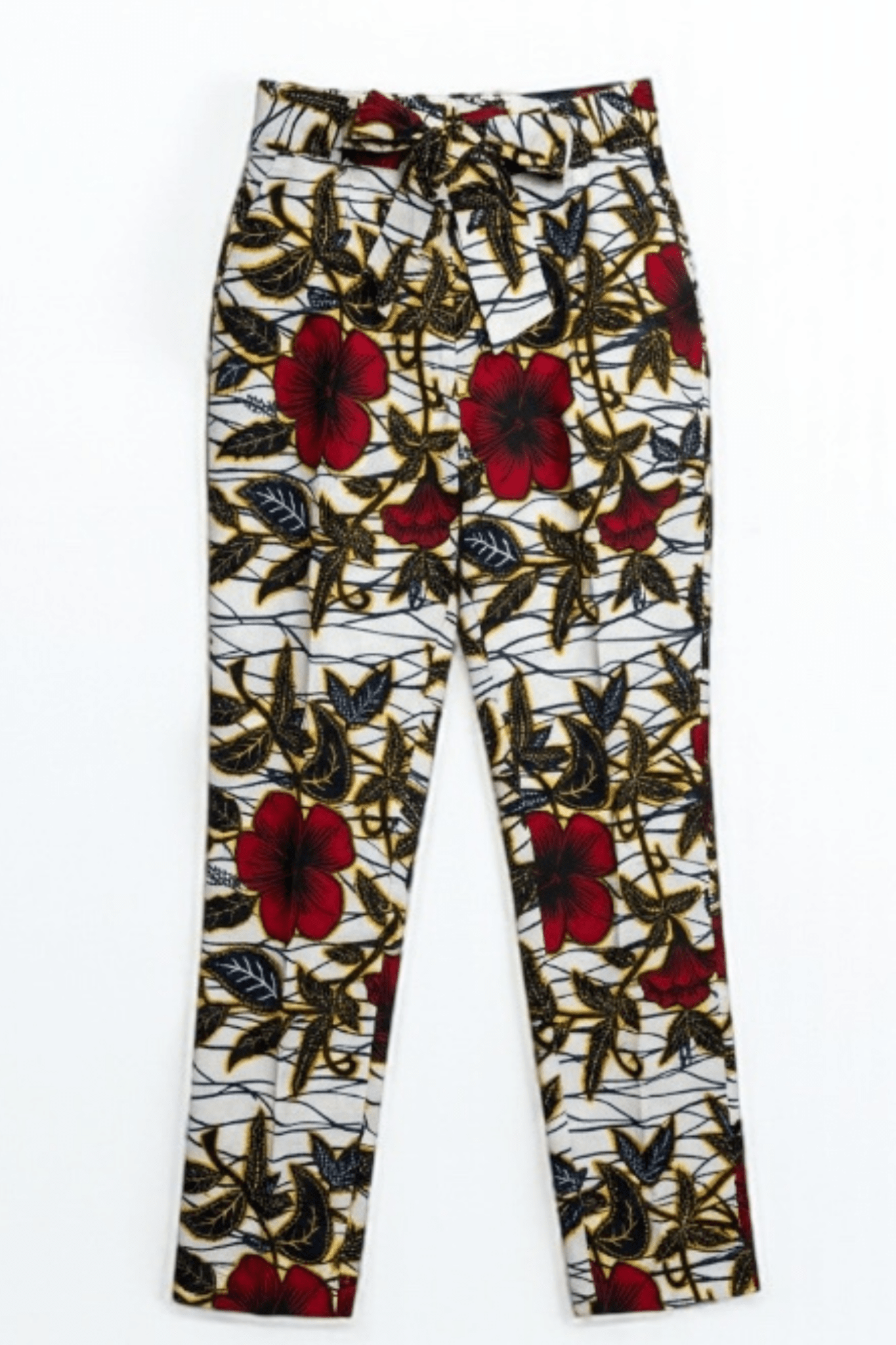Pantalon Binta en wax africain à motifs floraux - 100% coton fait main - makomie