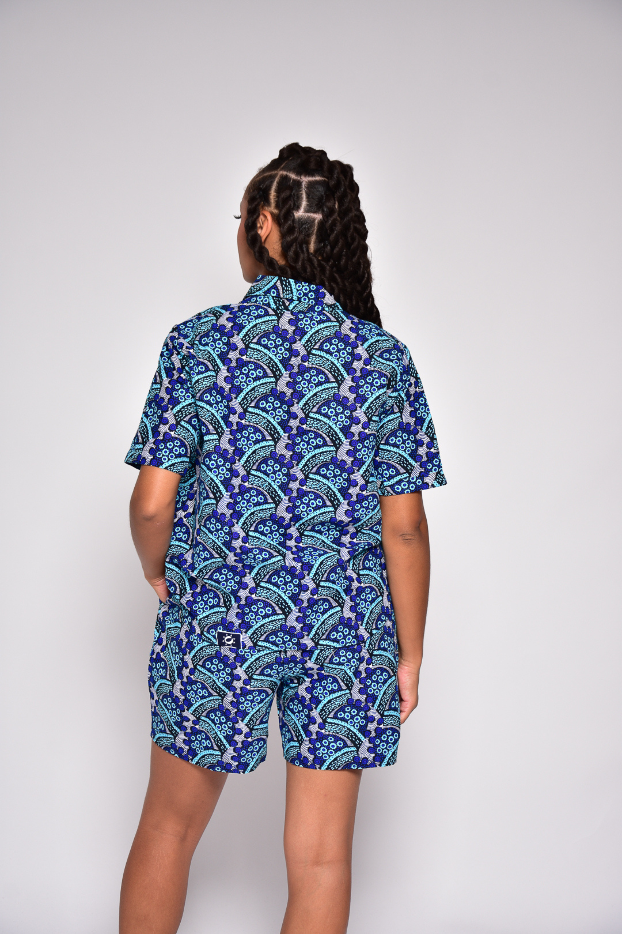 Short FANTA en wax imprimé africain – vue de dos, short femme fait main